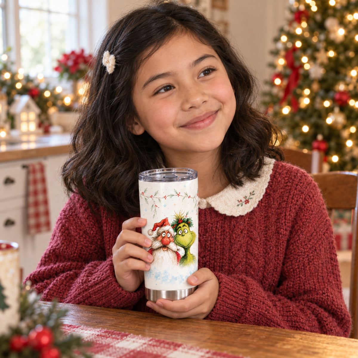 A Little Naughty, A Little Nice – 20oz Watercolor Christmas Tumbler