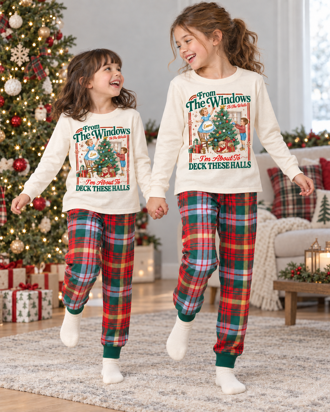 Personalized Vintage Christmas Plaid Pajama Set