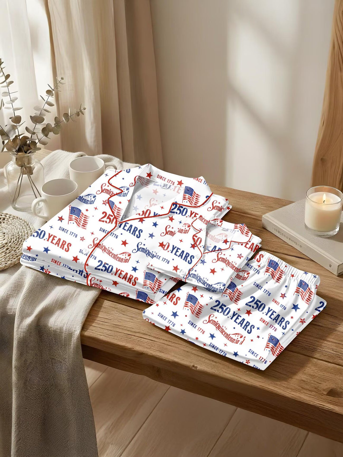 USA Semiquincentennial Pajama Set – 250th Anniversary 1776-2026 Family Celebration Sleepwear