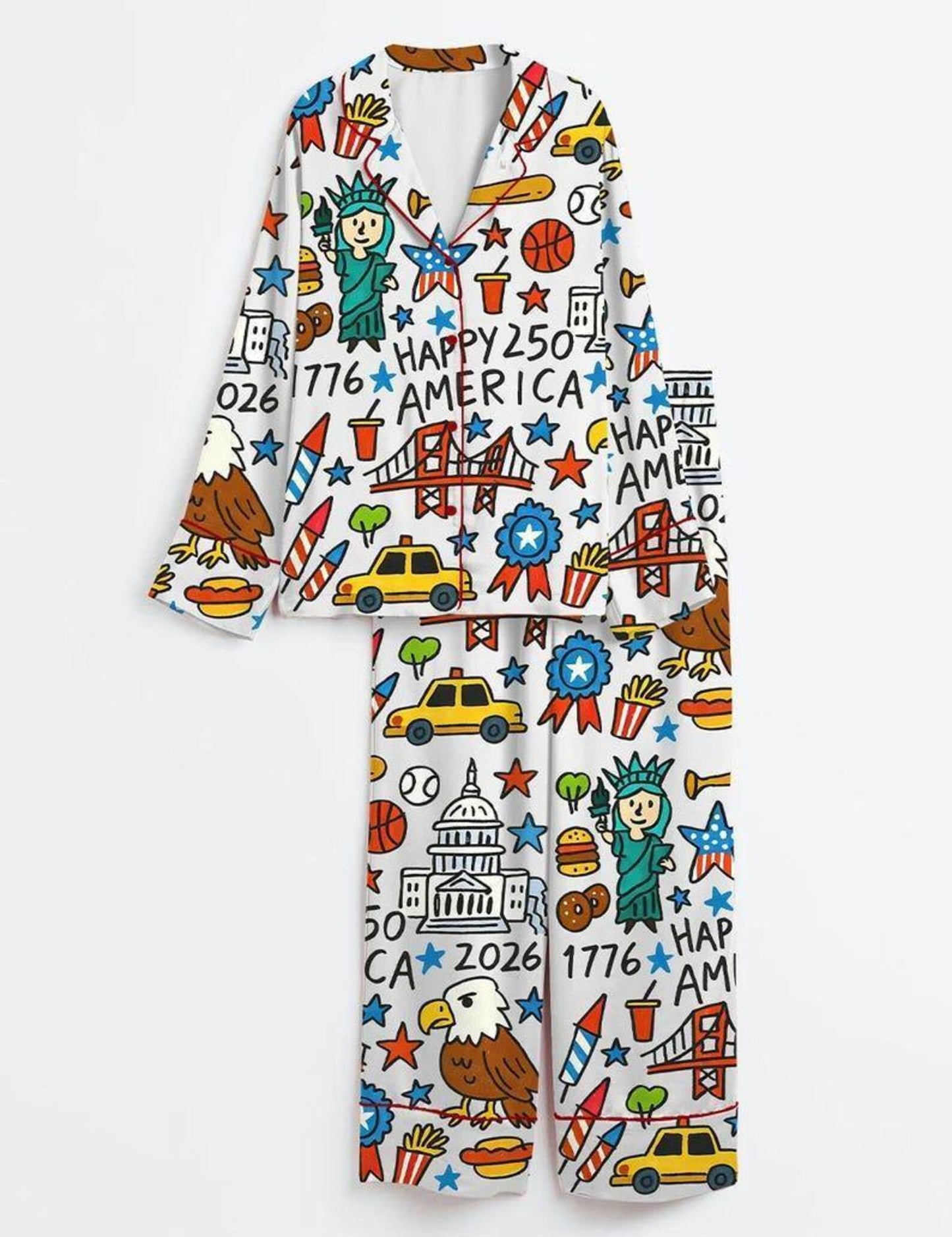 USA 250th Anniversary Women’s Patriotic Pajama Set – 4th of July 1776-2026 Sleepwear Edition