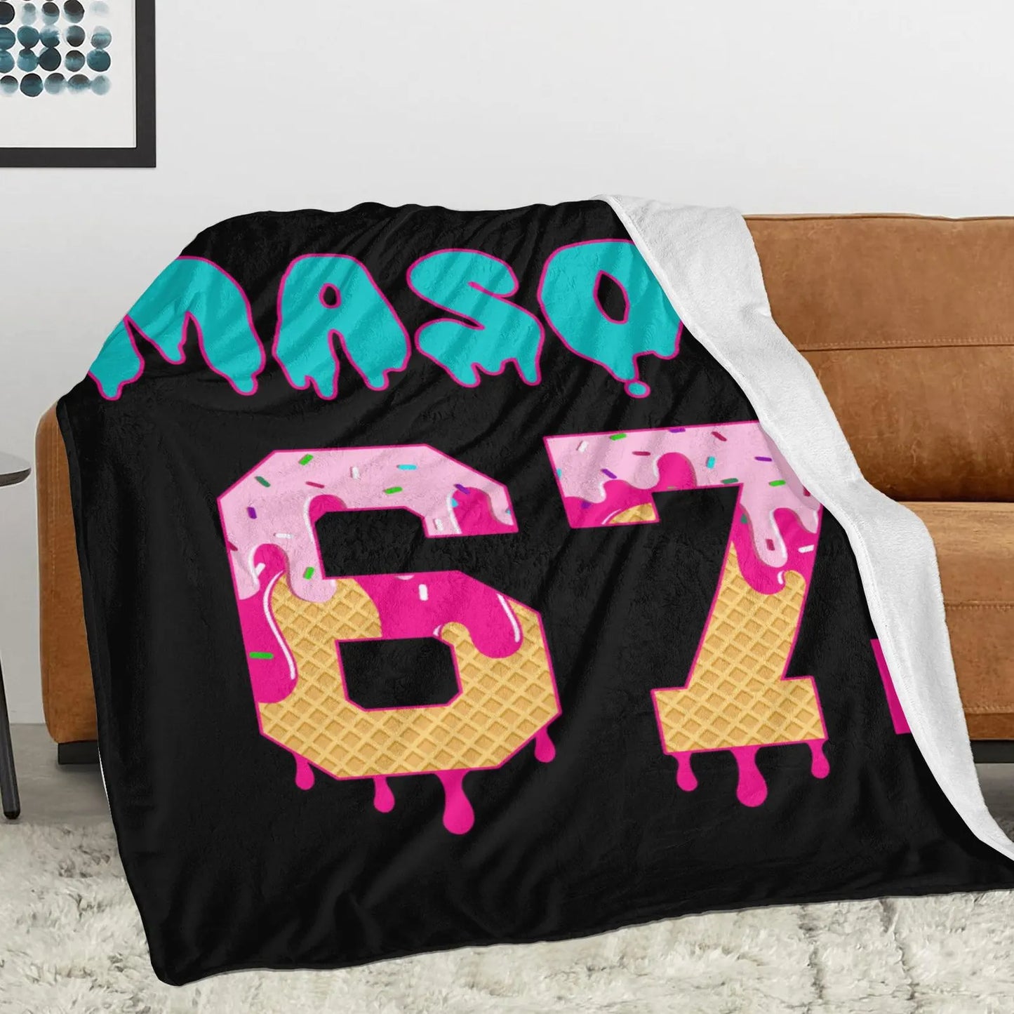 Personalized 67 Ice Cream Drip Blanket – Custom Name Funny Six Seven Meme Gift