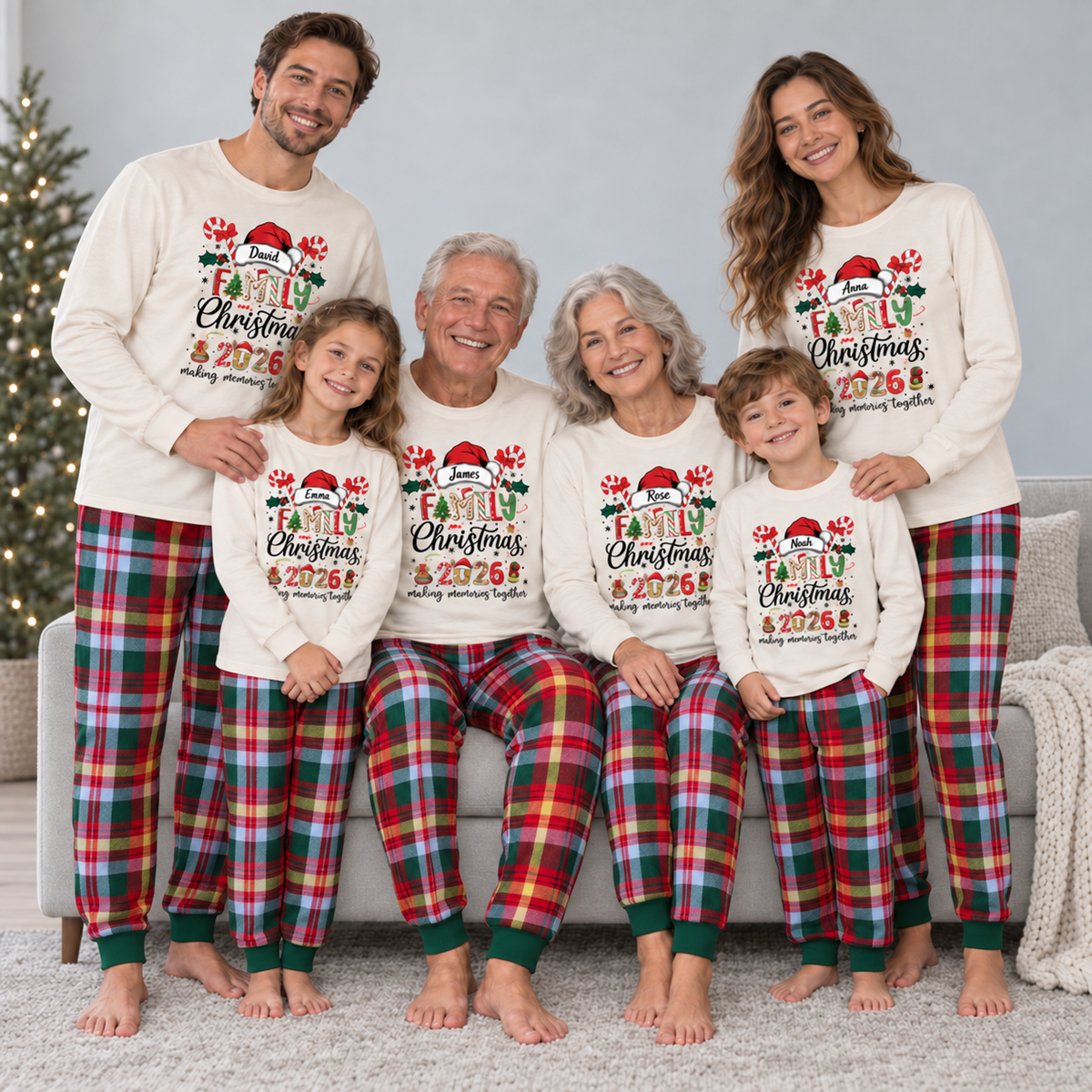 Personalized Family Christmas 2026 Plaid Pajama Set
