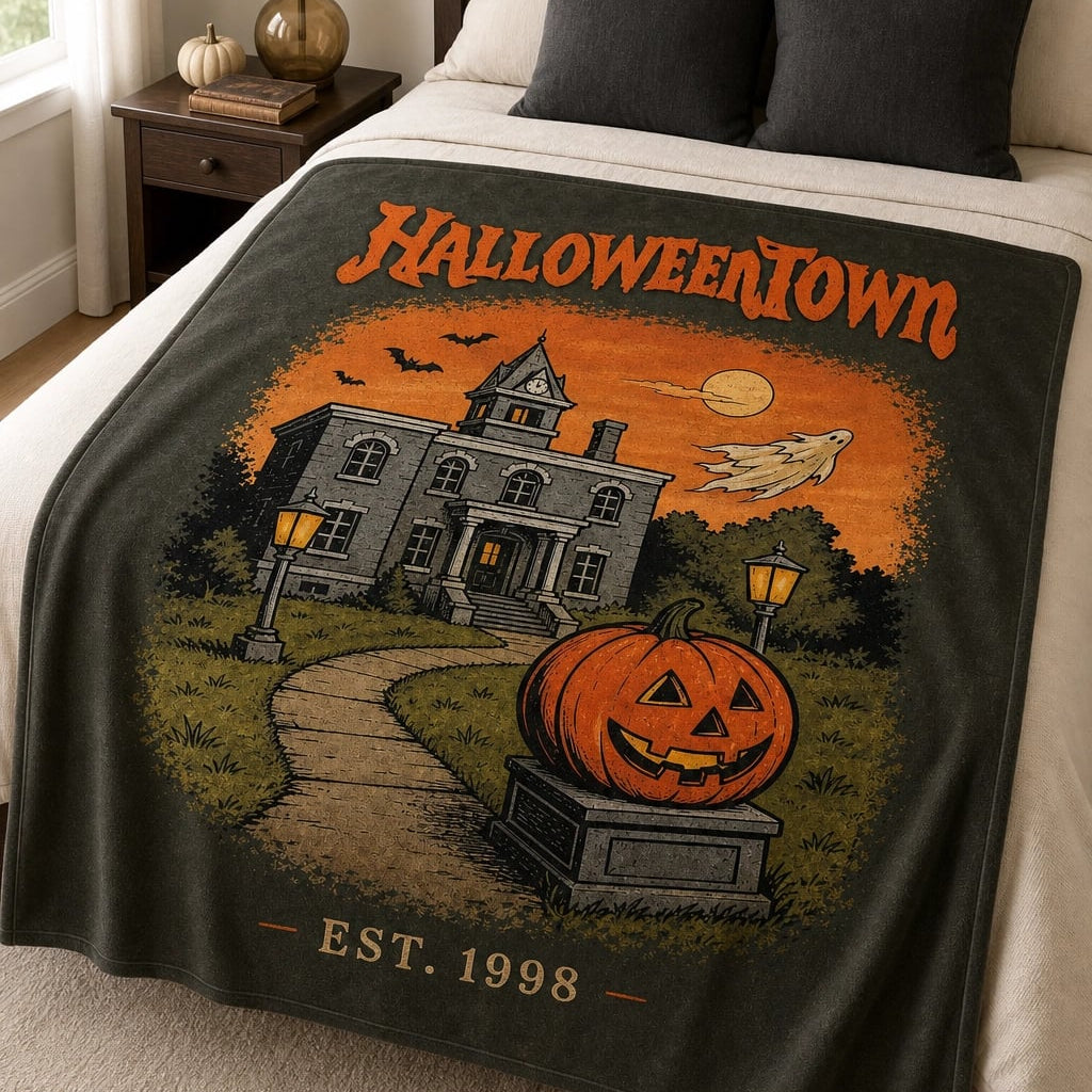 Vintage Halloween Town Blanket