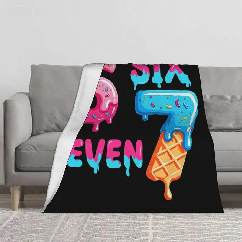 Funny Six Seven 67 Meme Flannel Blanket – Soft Warm Throw for Kids, Teens, Bedrooms & Sofas