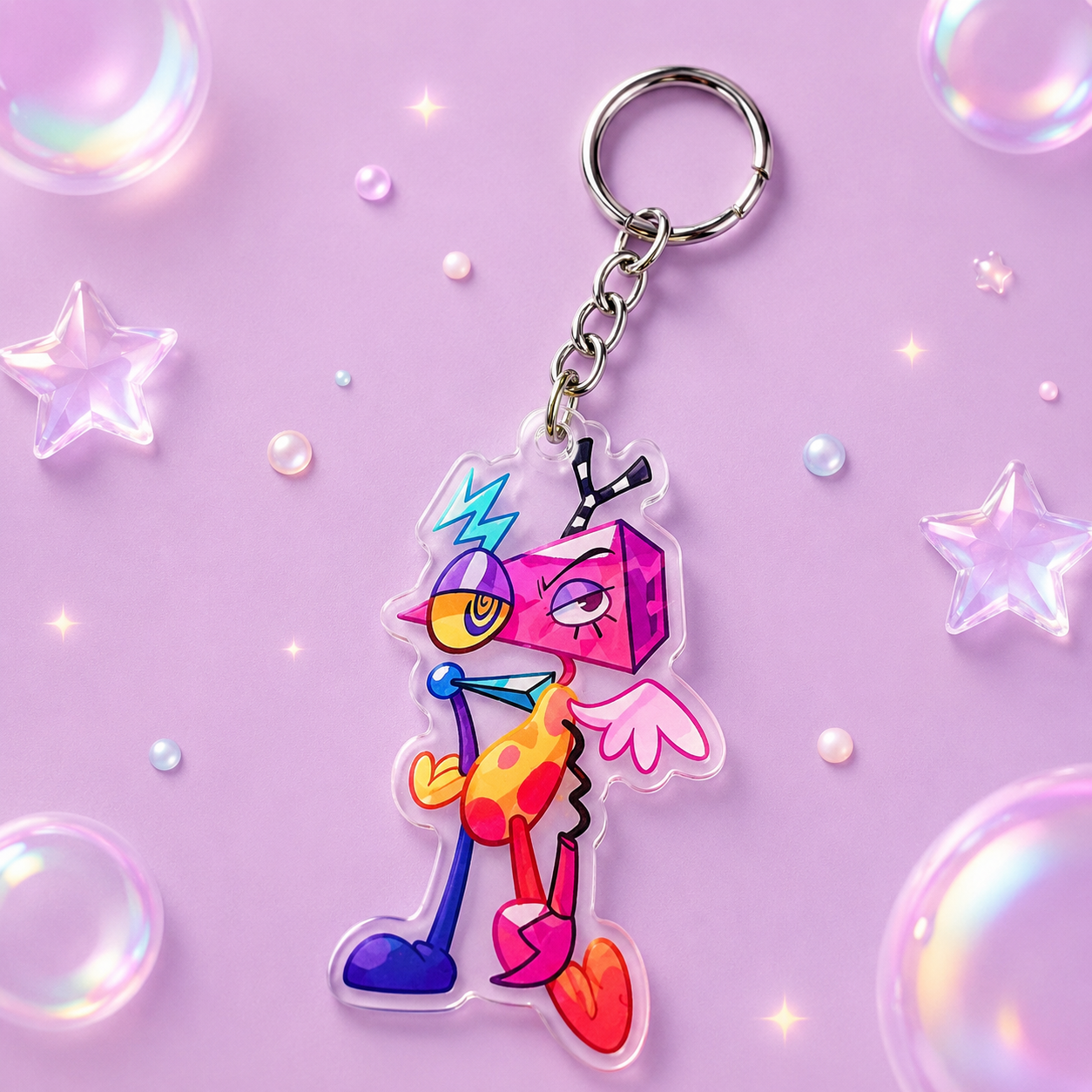 Digital Circus Abstract Geometric Acrylic Keychain