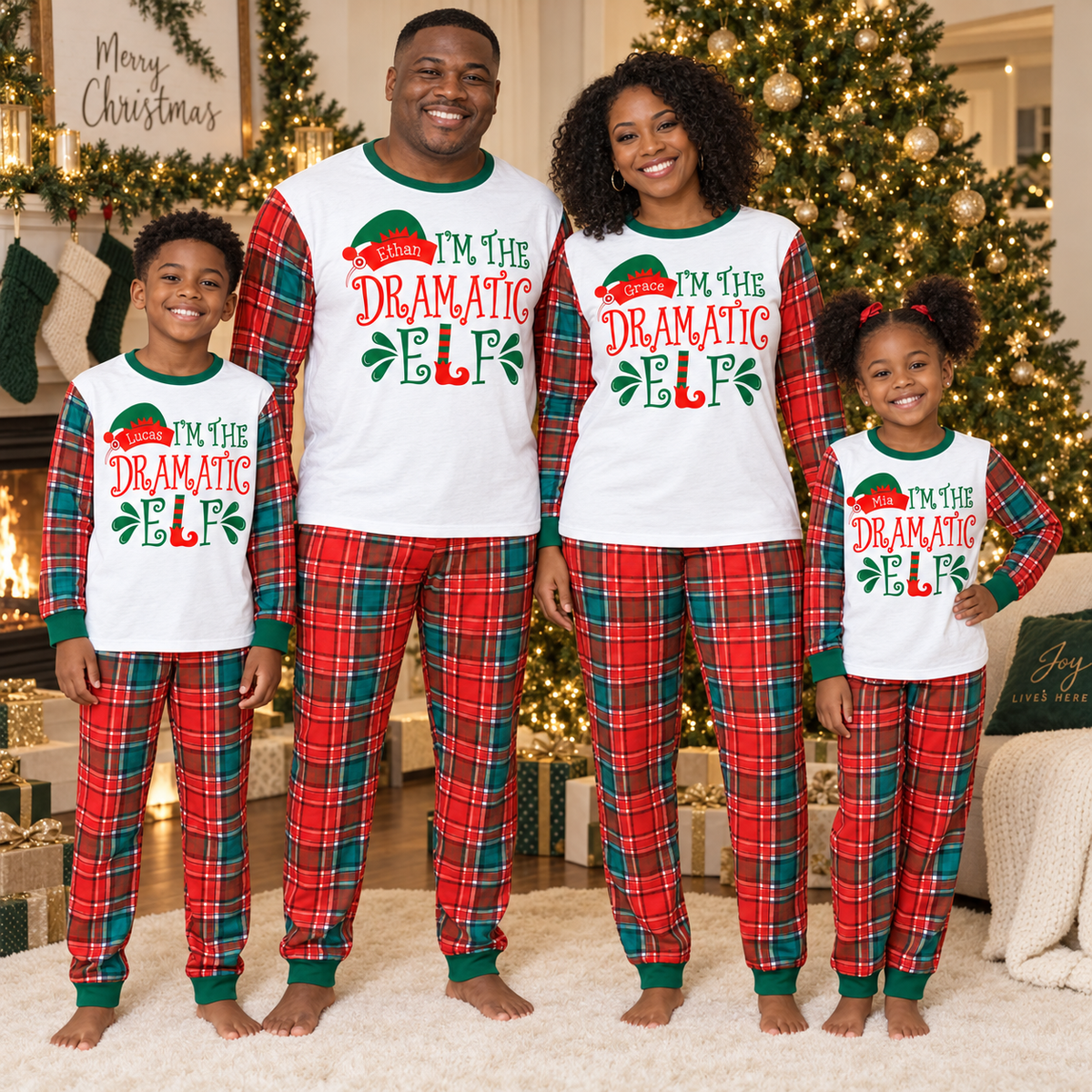 Personalized “Dramatic Elf” Christmas Pajama Set