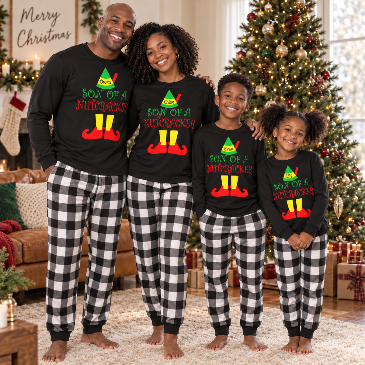 Personalized “Son of a Nutcracker” Christmas Pajama Set – Black