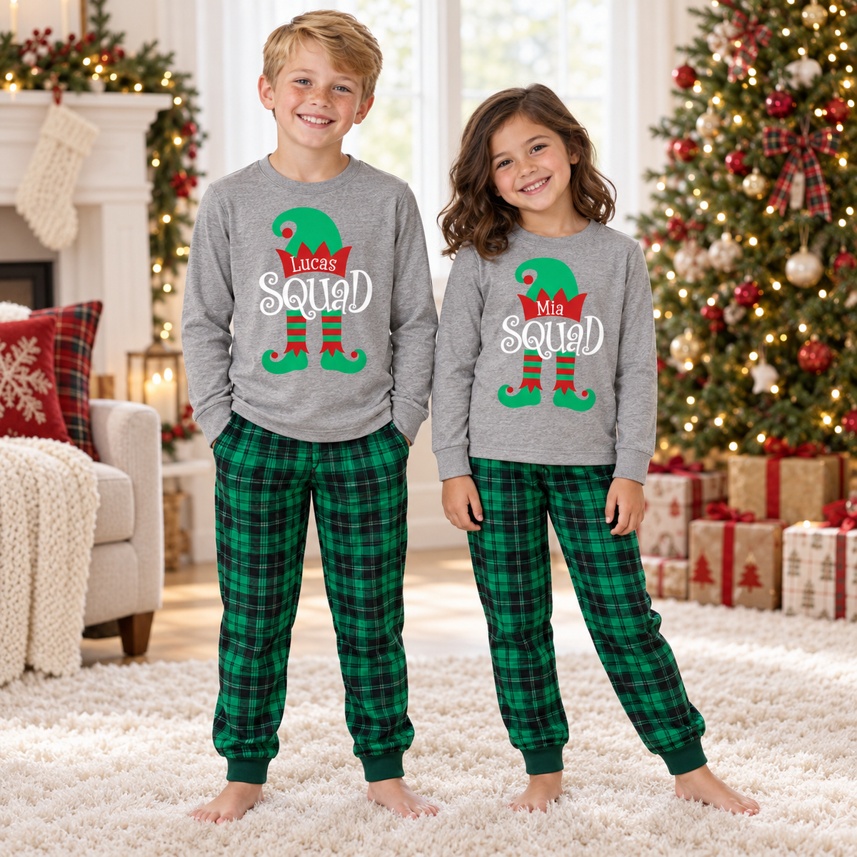 Personalized Elf Squad Christmas Pajama Set