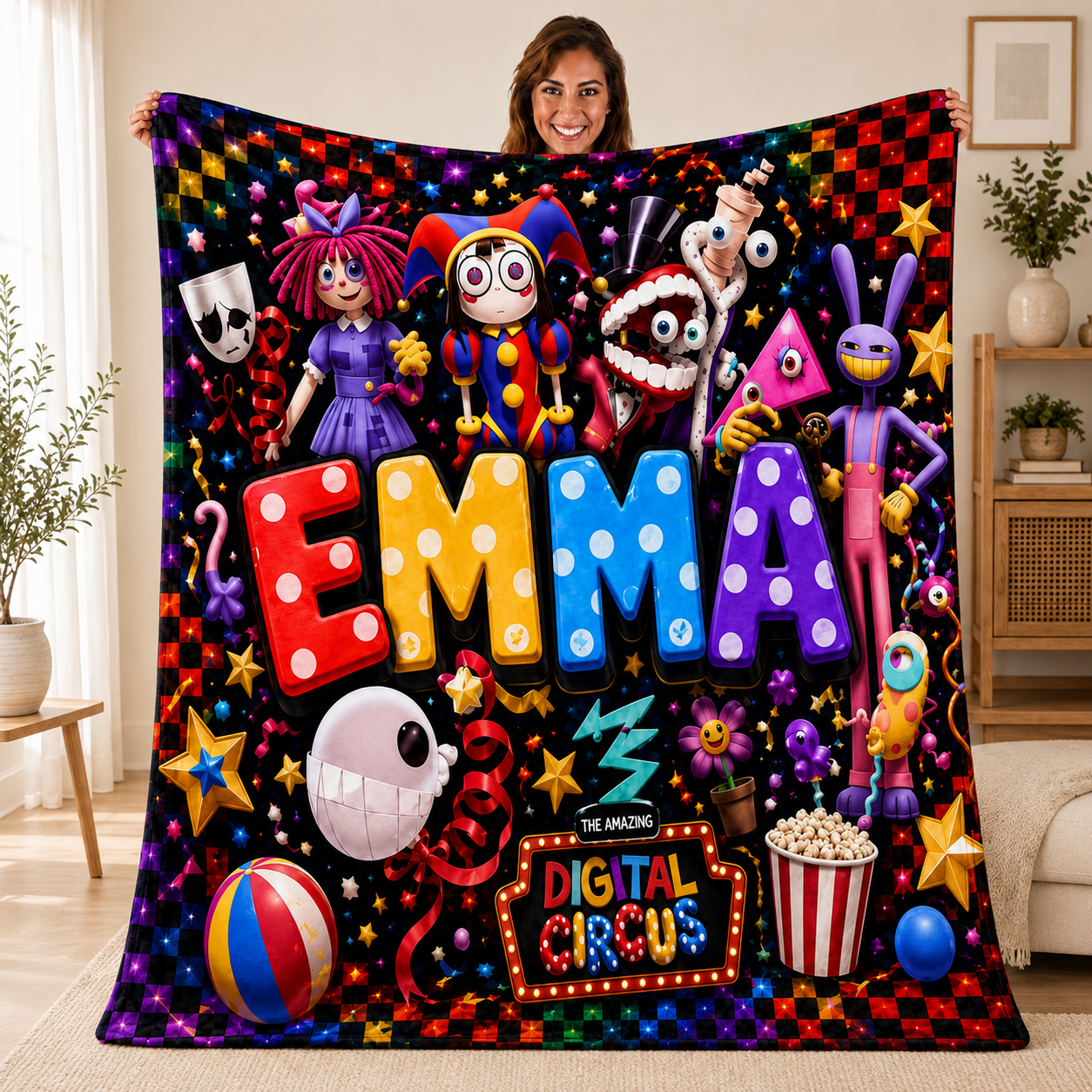 Circus Friends Custom Name Plush Blanket
