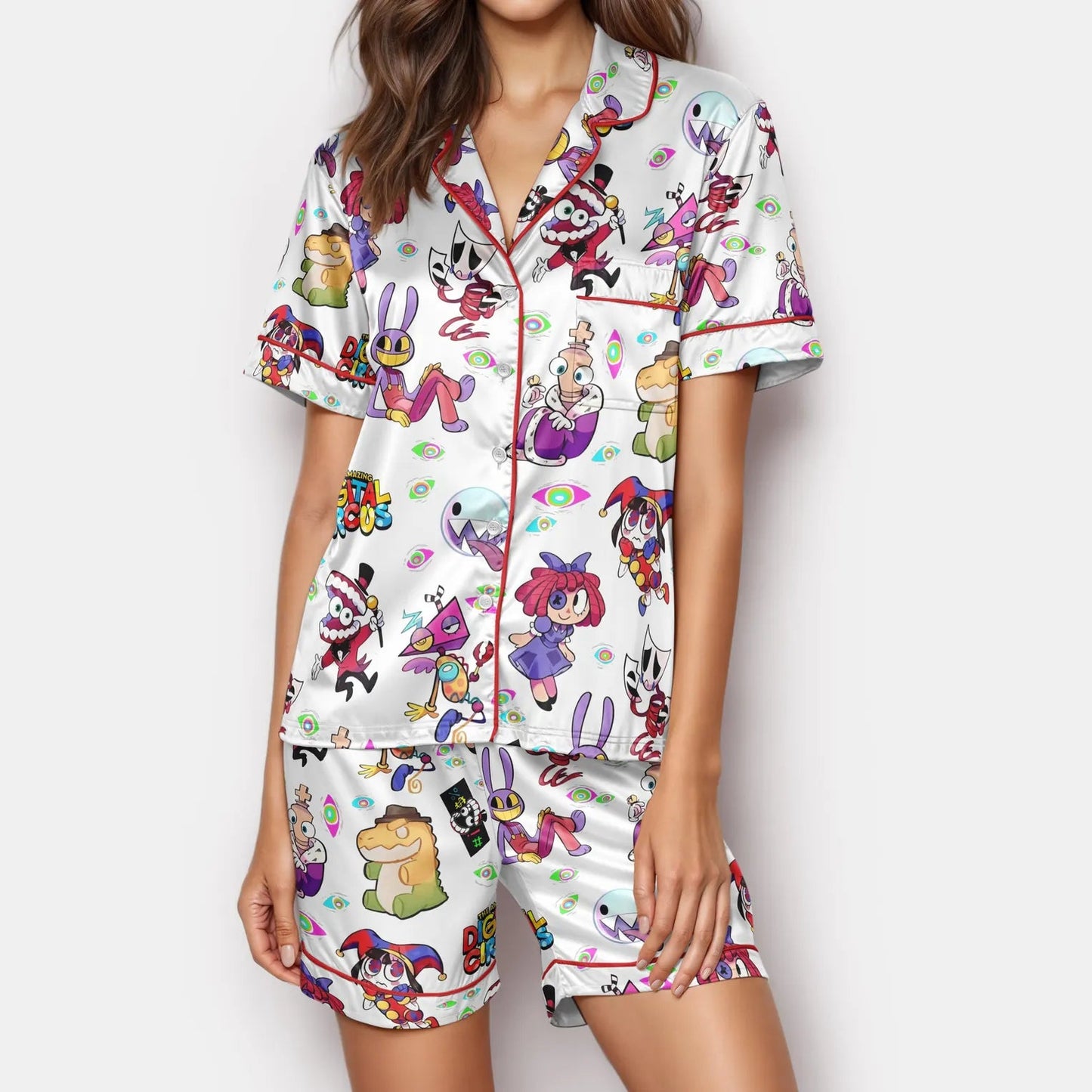 White Circus Mania Satin Pajamas