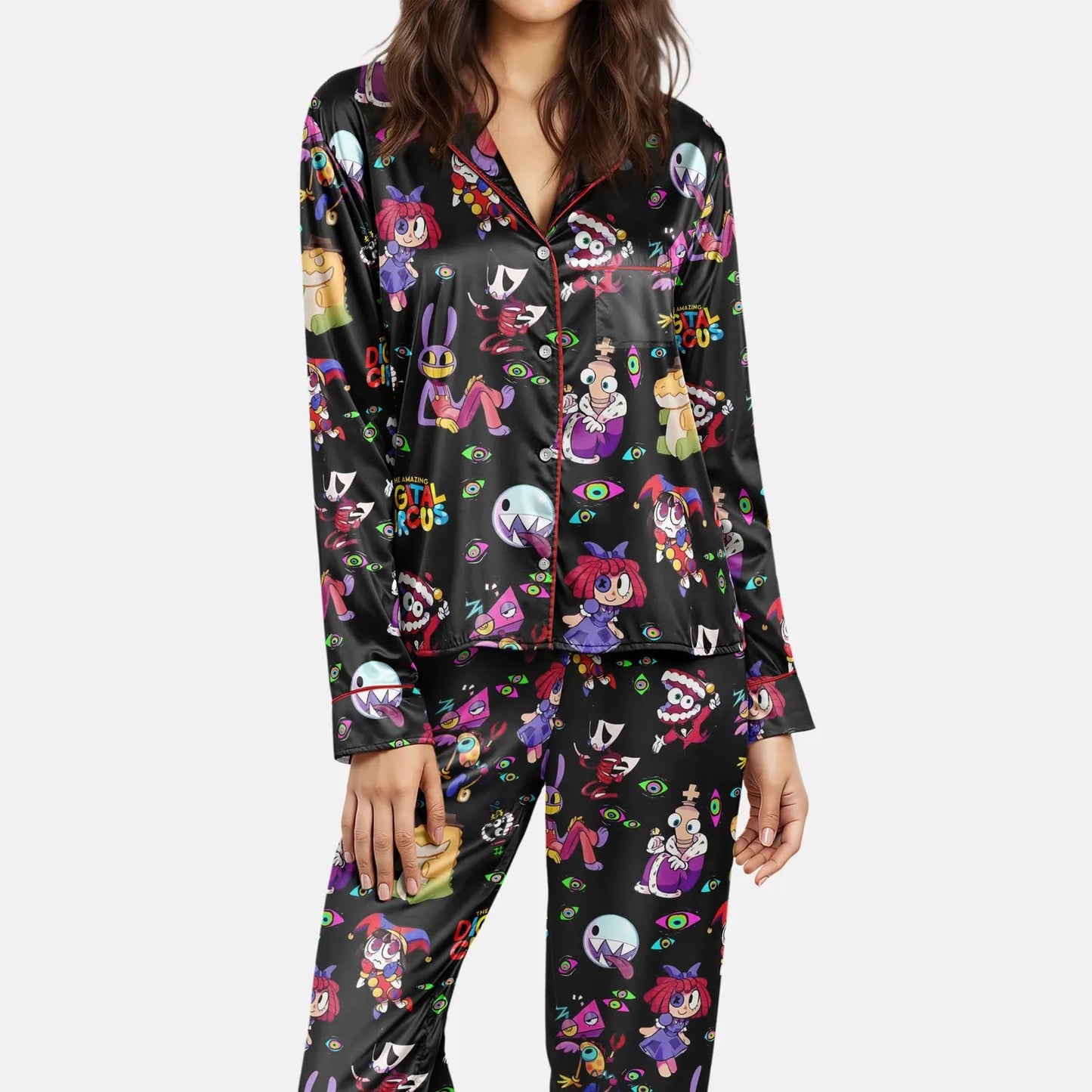 Black Circus Mania Satin Pajamas