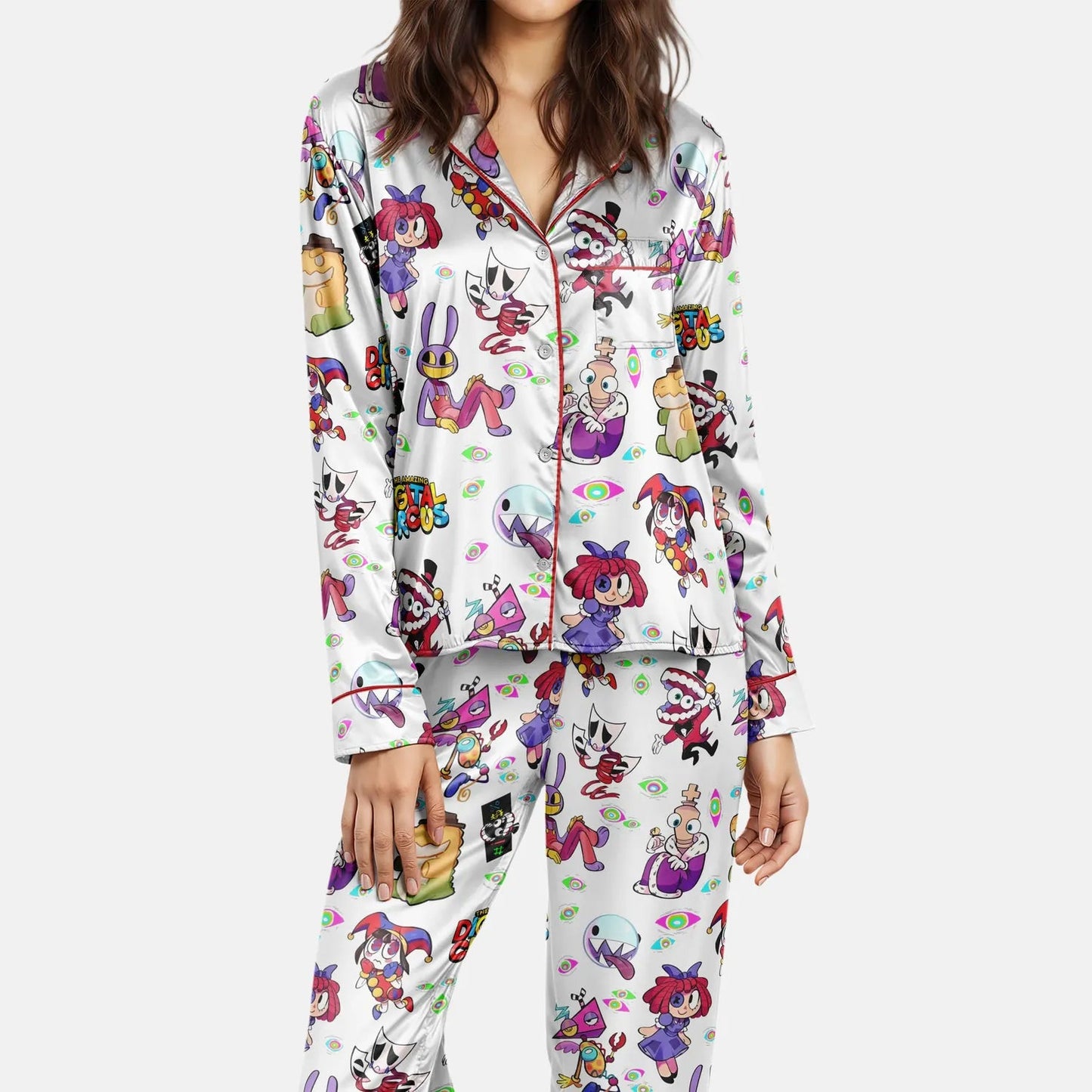 White Circus Mania Satin Pajamas