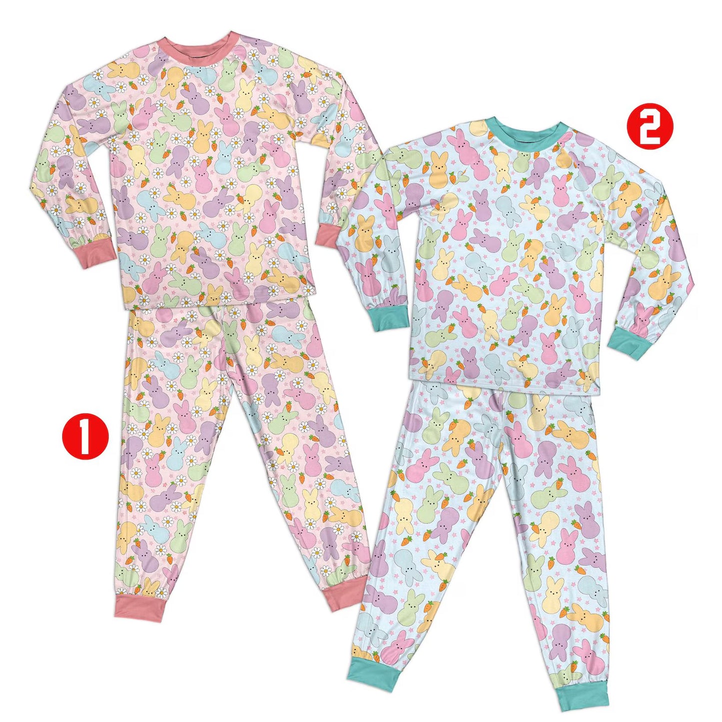 Easter Bunny Pajama Set Long Sleeve – Matching Family Rabbit PJs, Cute Easter Pajamas for Mom, Dad and Kids, Spring Sleepwear