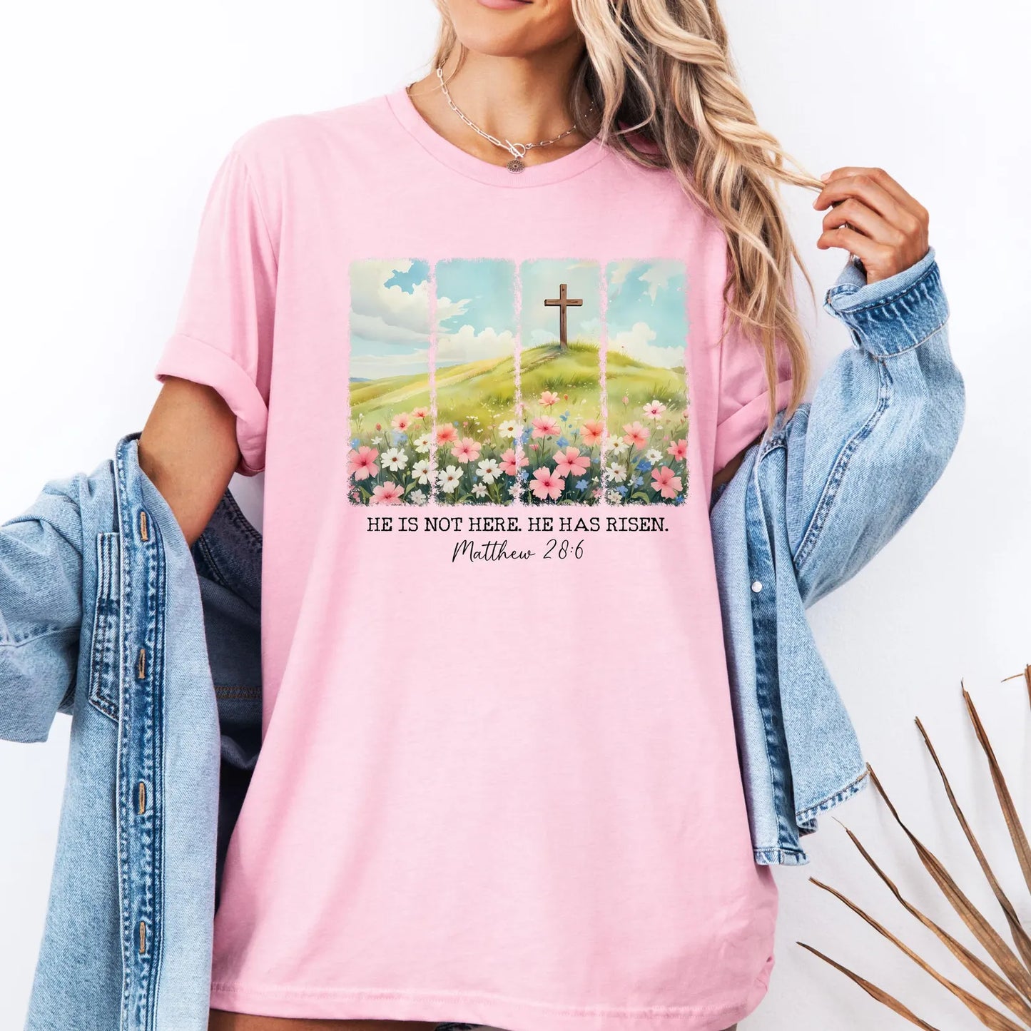 He Is Risen Floral Easter Shirt – Comfort Colors Christian Jesus Resurrection Tee, Faith Easter Gift