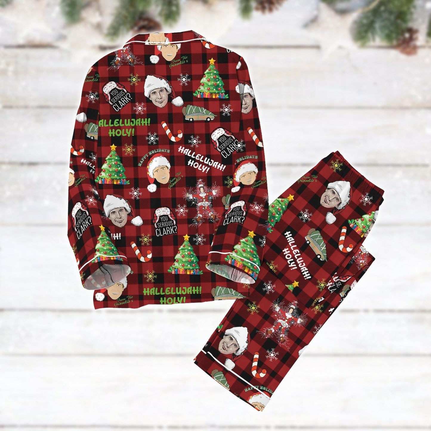 Vintage Holiday Comedy Pajama Set, Classic Christmas Family Matching Satin Sleepwear, Cozy Winter Nightwear Gift