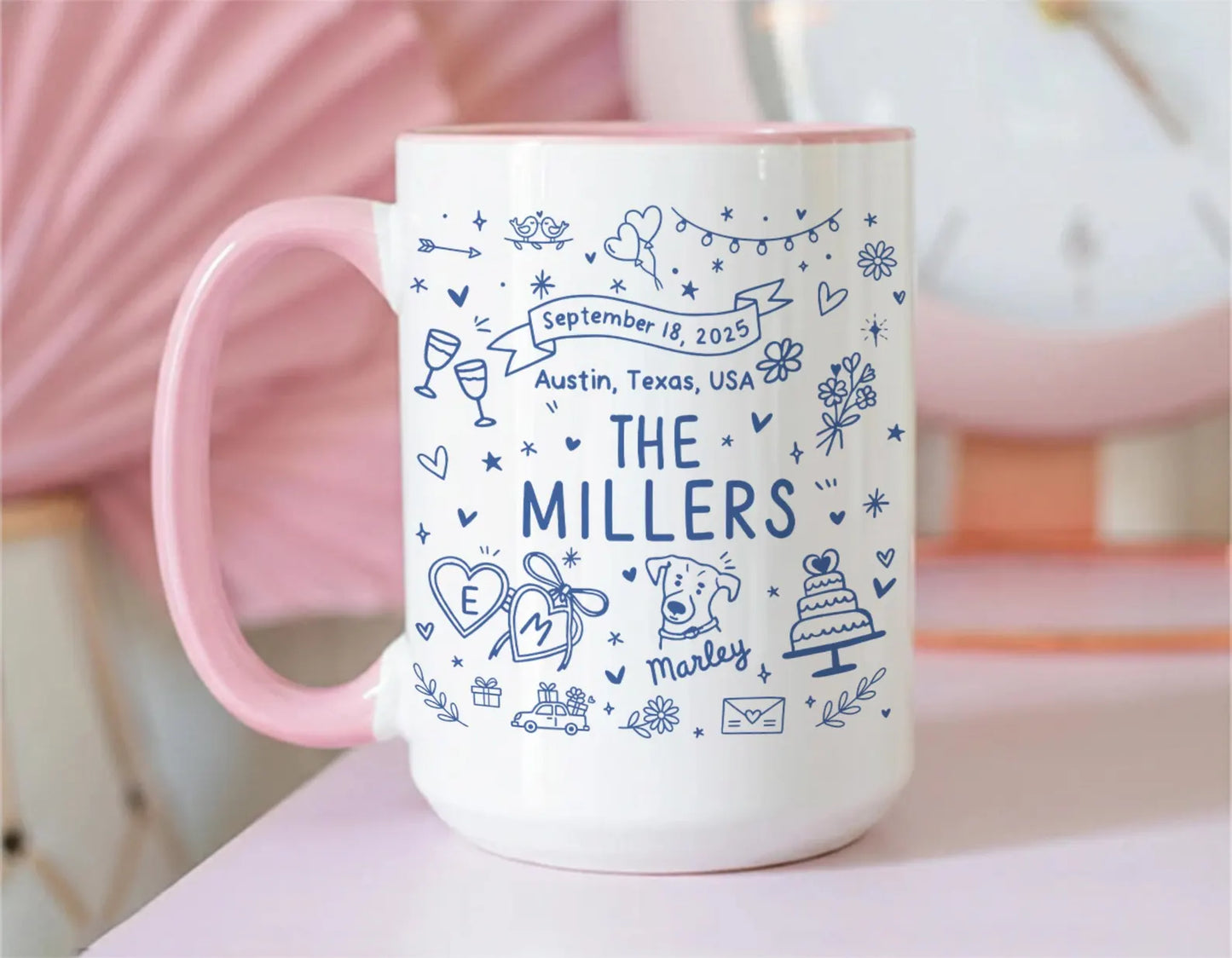 Personalized Valentine Couple Mug – Custom Mr & Mrs Coffee Gift with Names