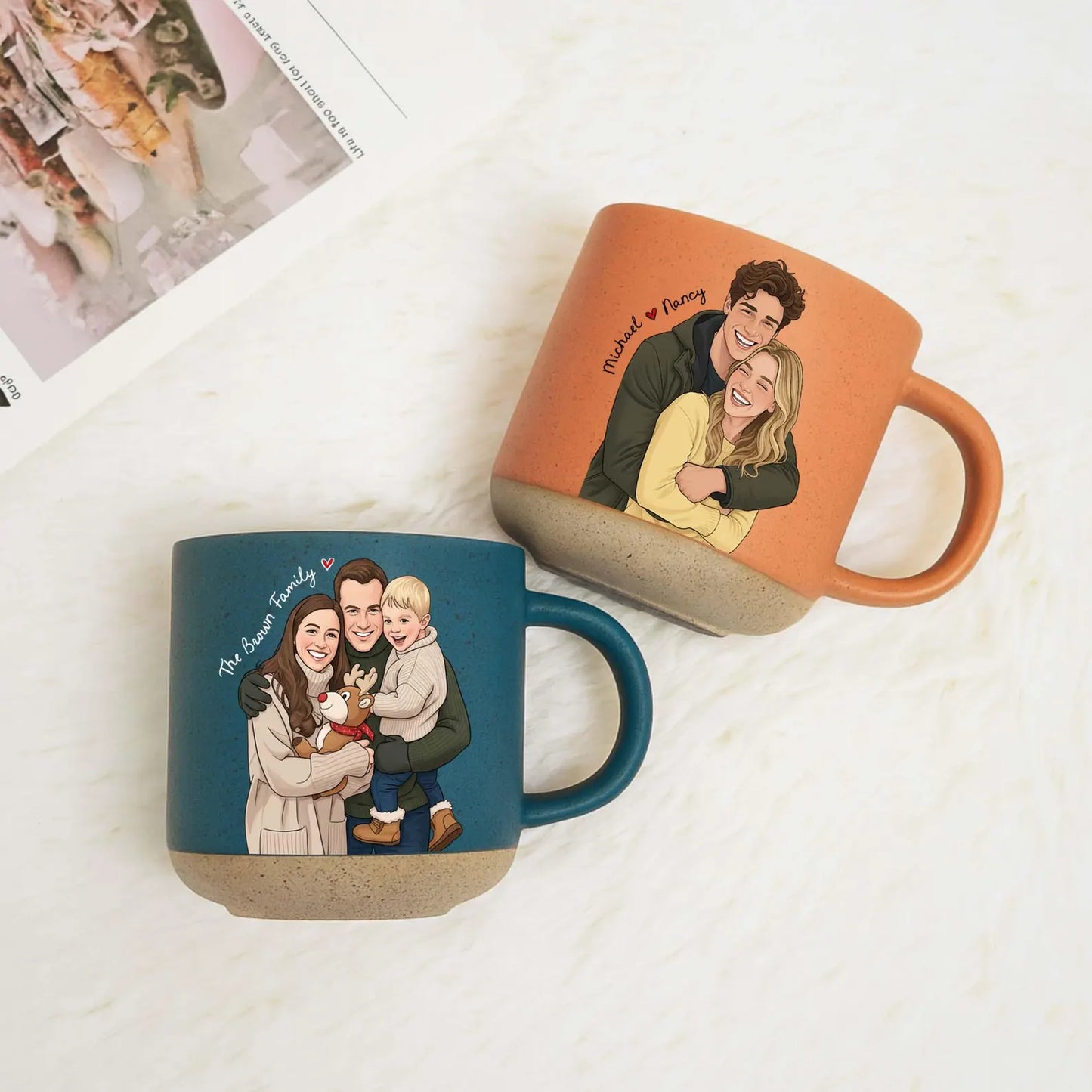 Personalized Watercolor Photo Mug – Custom Picture Coffee Gift for Family & Friends