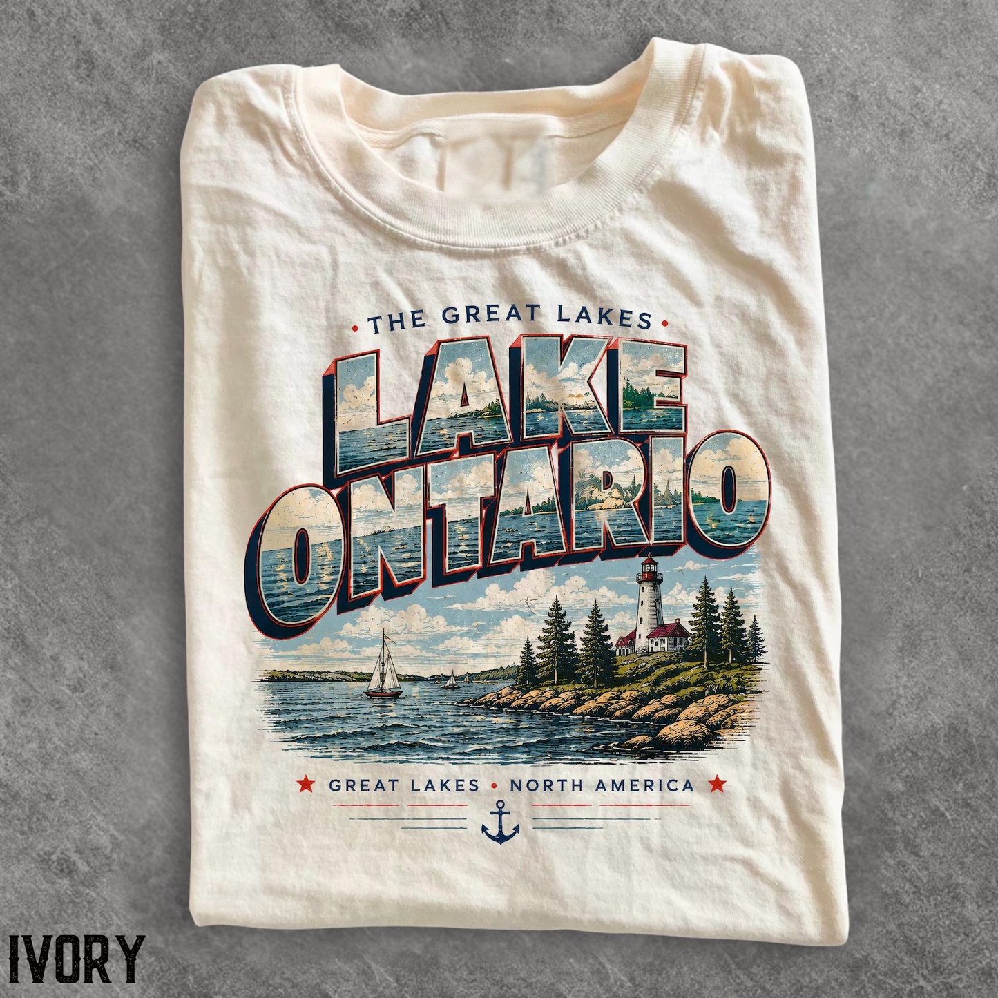 Lake Ontario 3D Typography T-Shirt | Retro Great Lakes North America Tee