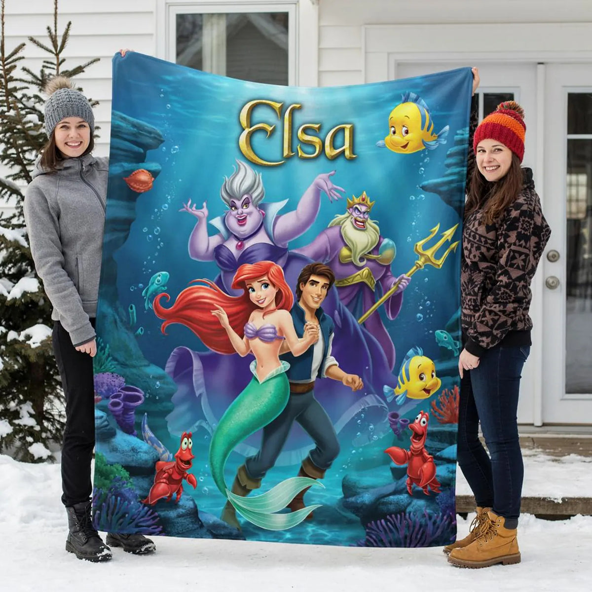 Custom Name Deep Sea Ocean Princess Romance Blanket