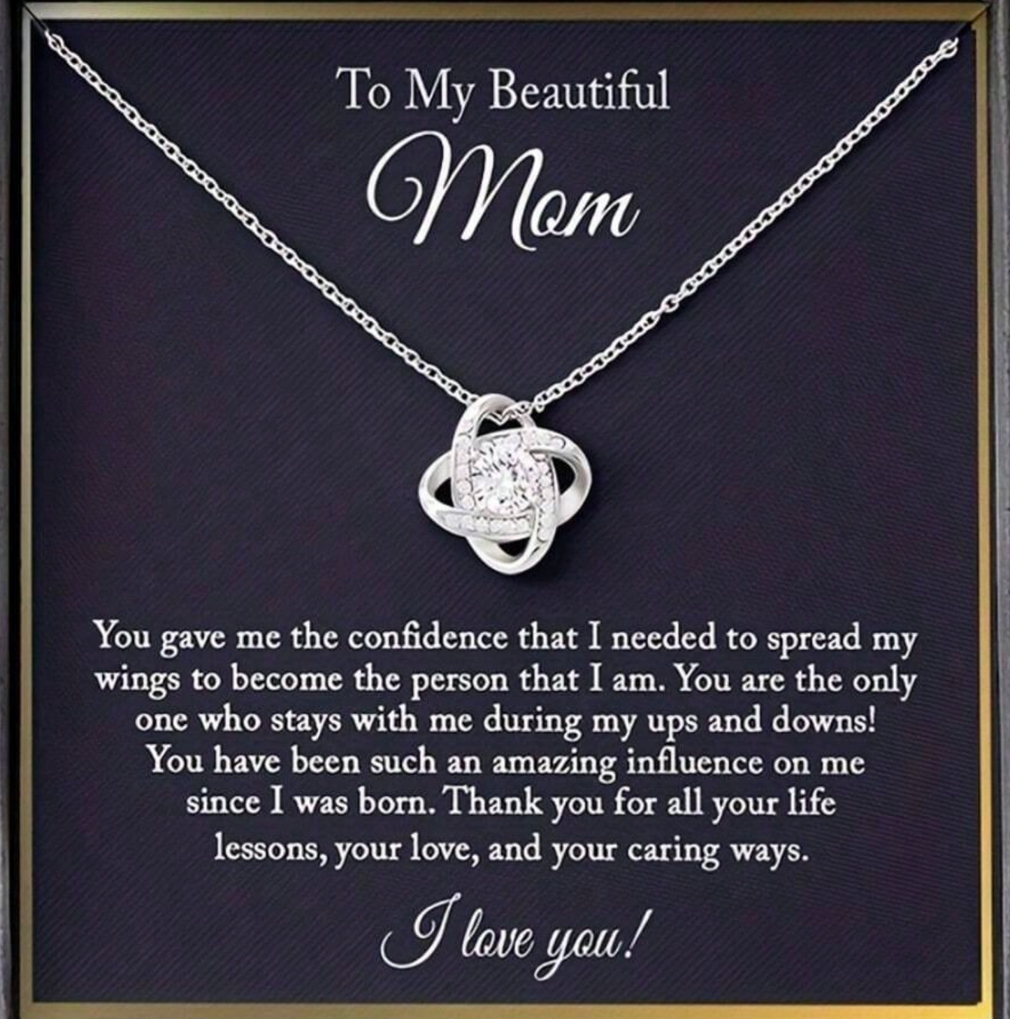 To My Beautiful Mom – Love Knot Necklace Gift Set