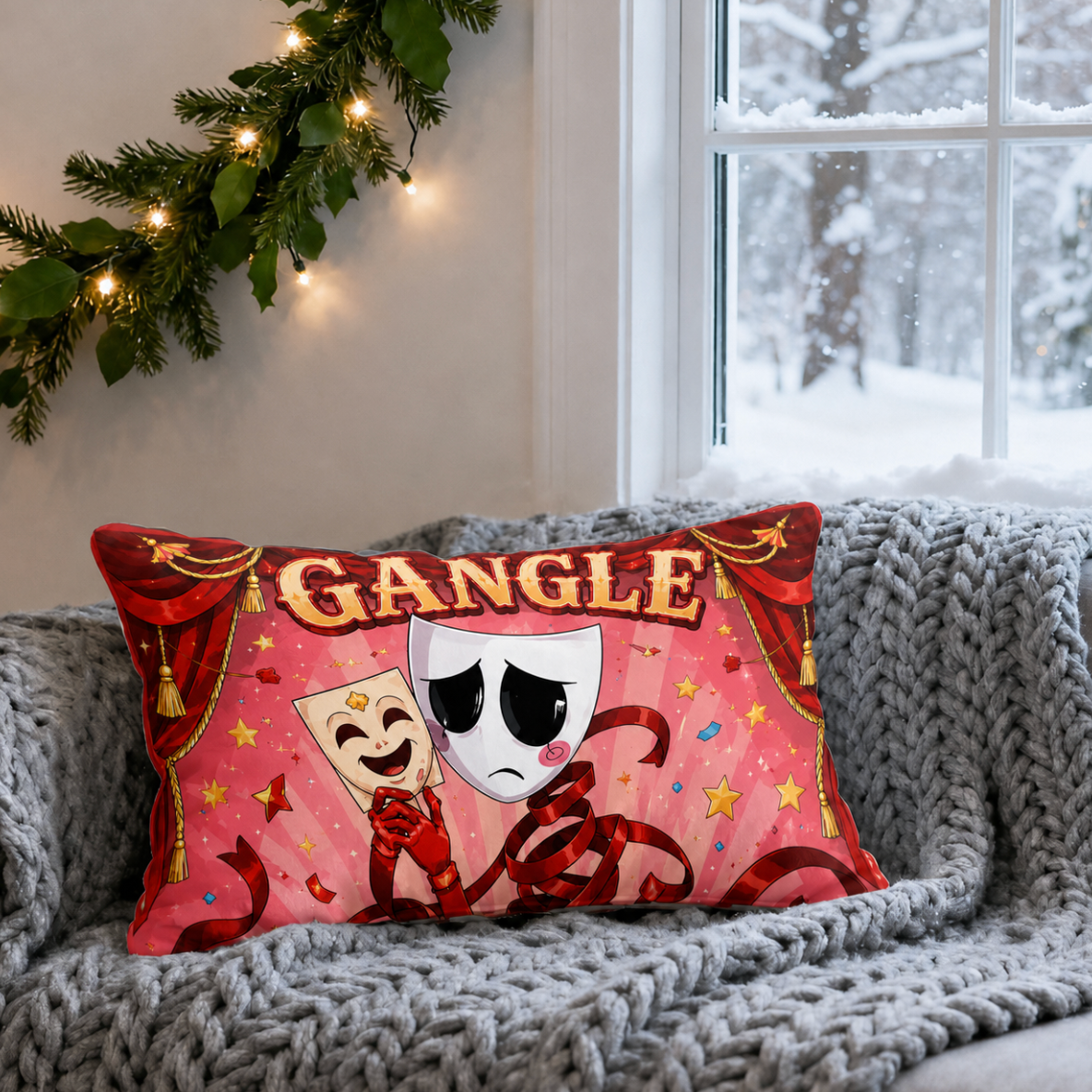 Ribbon Mask Circus Pillow