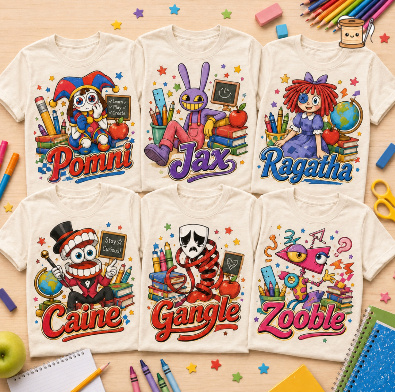 Cream Puzzle Character Family T-Shirt
