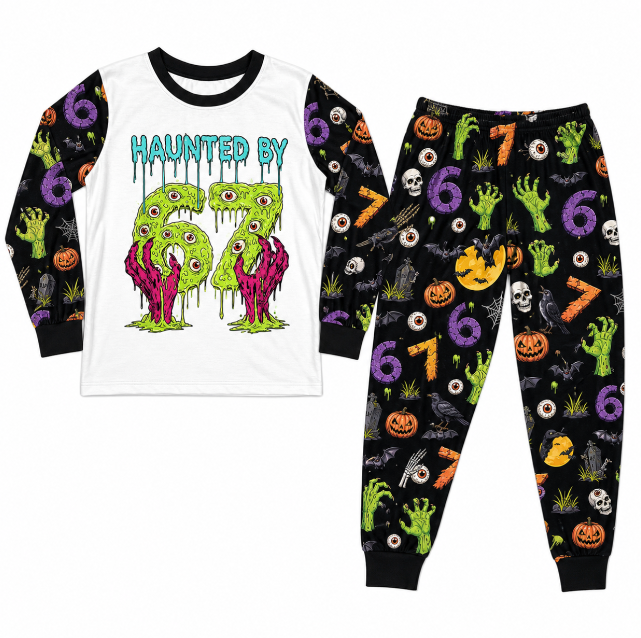 Monster Haunted 6-7 Meme Halloween Family Matching Pajamas
