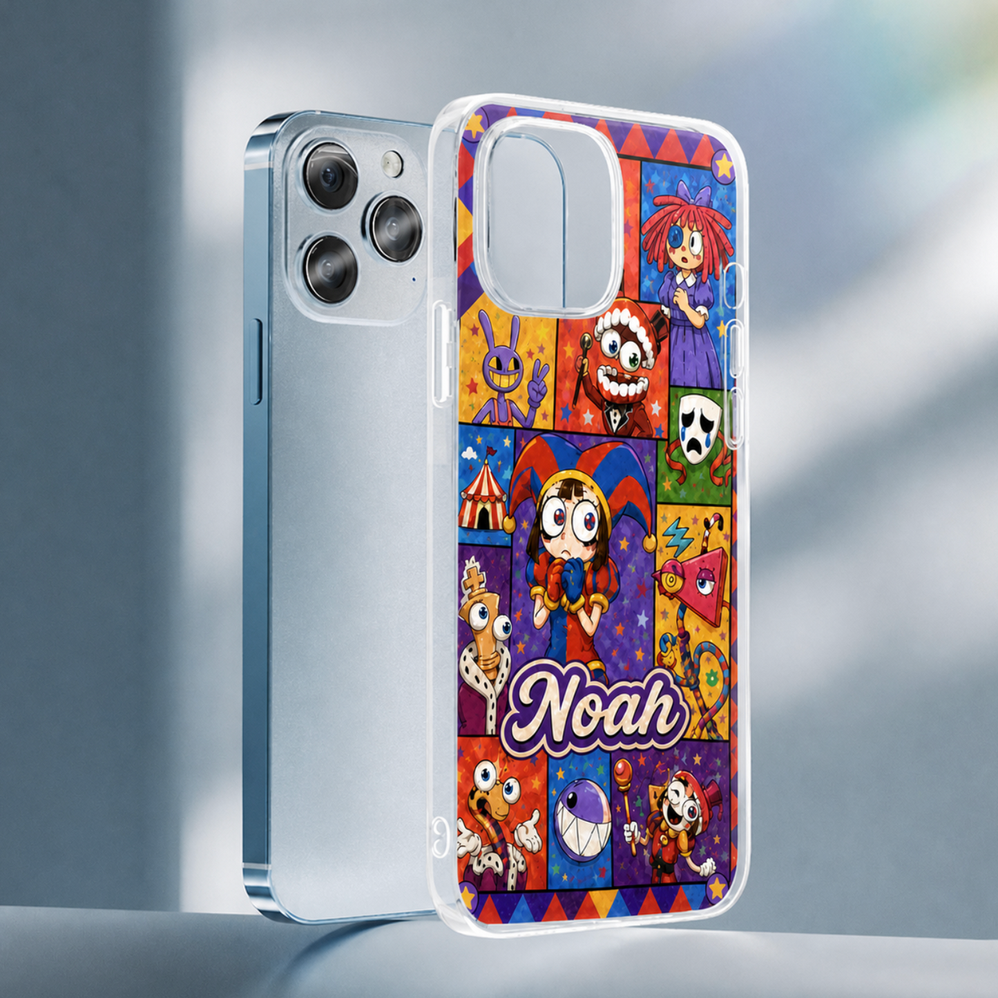 Personalized Circus Comic Collage Clear Phone Case