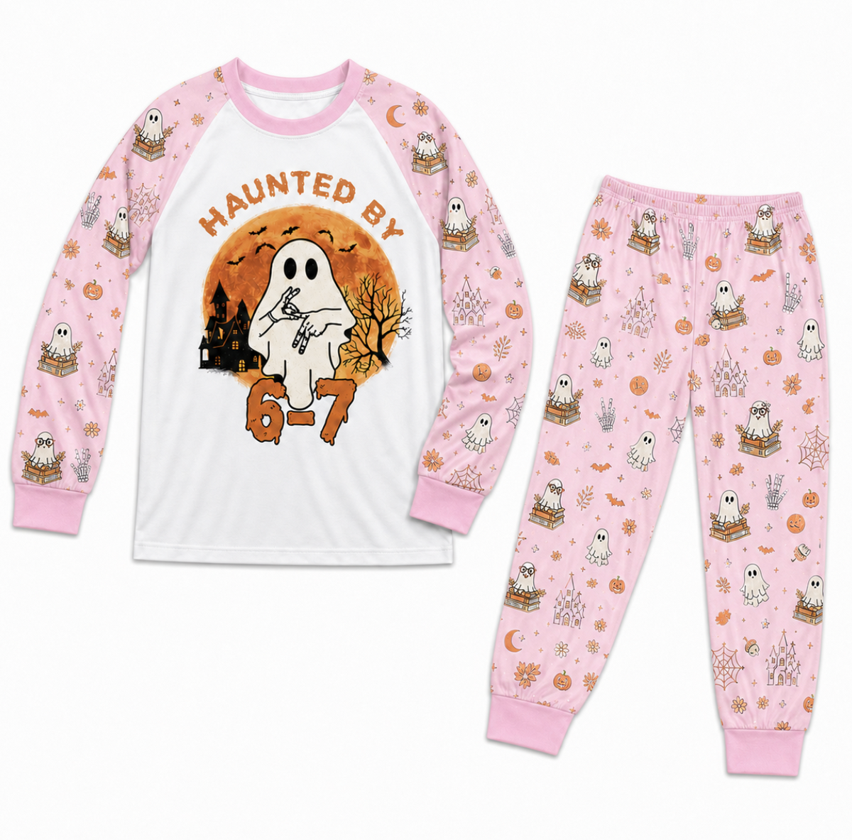 Moon Ghost Haunted 6-7 Meme Halloween Family Matching Pajamas