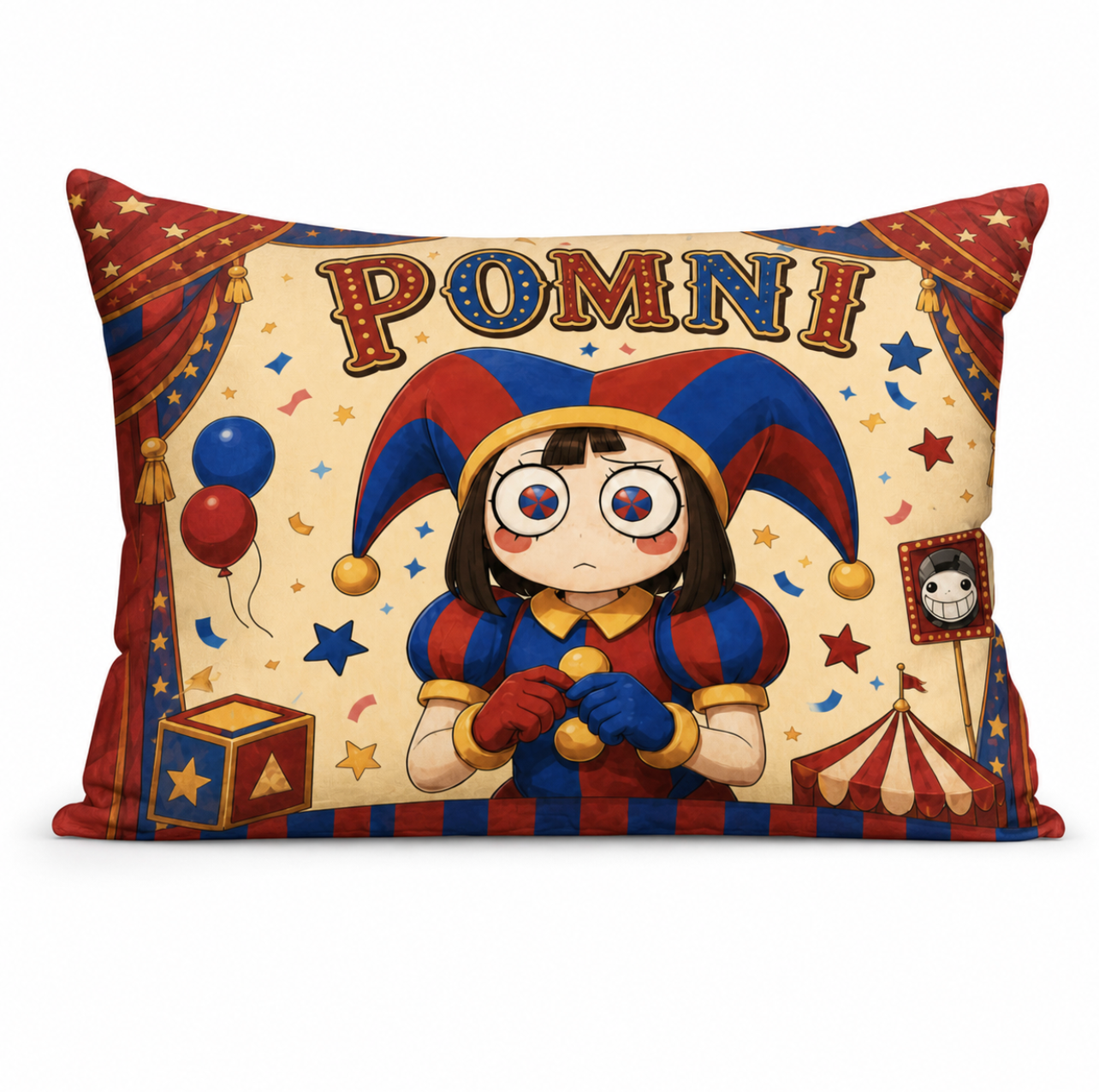 Jester Girl Circus Pillow 18x13 inch