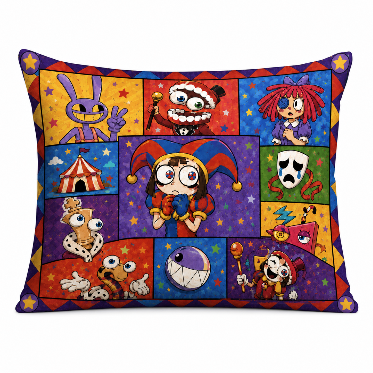 Circus Patchwork Pillow 18x13 inch