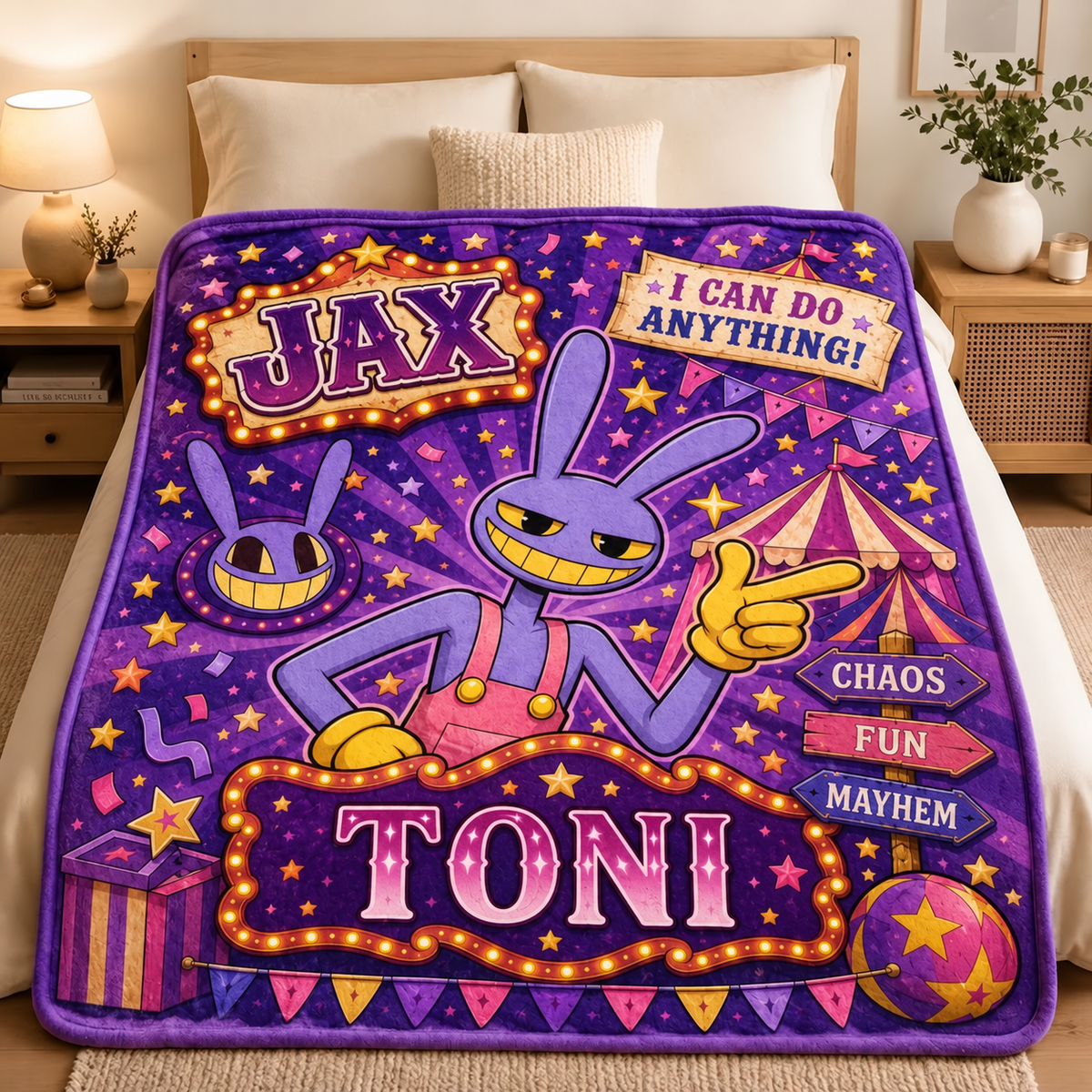 Custom Name Purple Bunny Blanket