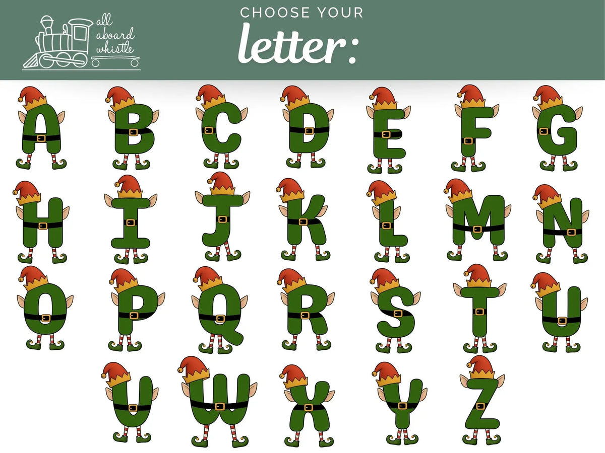 Personalized Elf Initial Christmas Pajama Set – Green