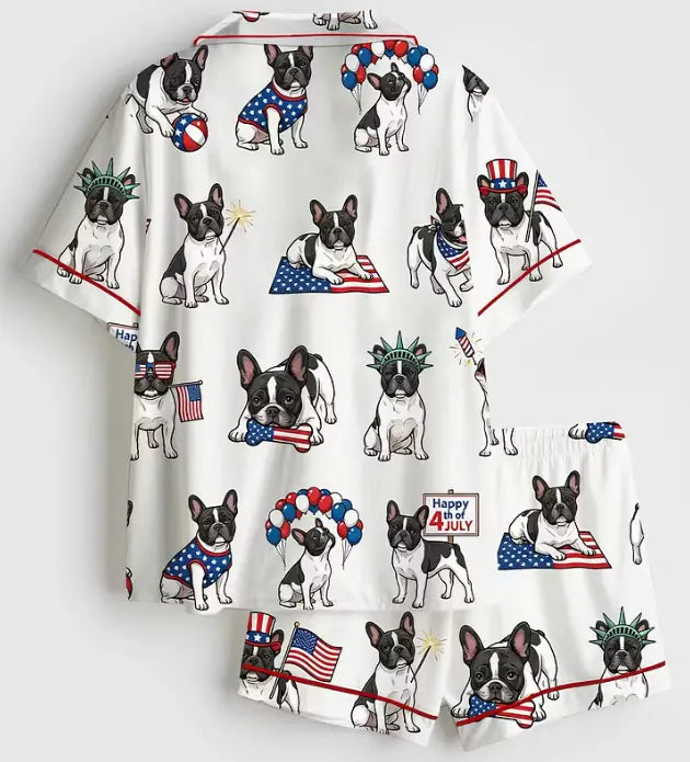 The USA 250th Anniversary French Bulldog Pajamas – Patriotic Frenchie Fourth of July Dog Lover Sleepwear