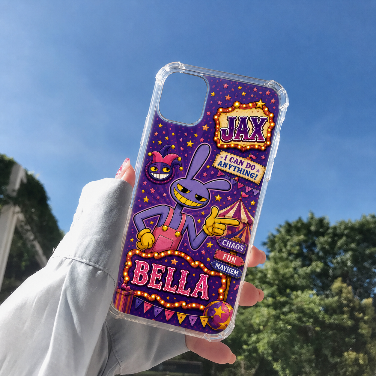 Personalized Mischief Rabbit Circus Clear Phone Case