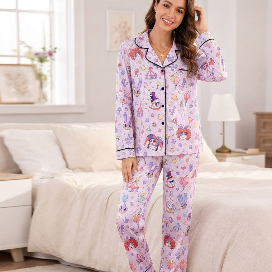Pastel Circus Dream Satin Pajamas