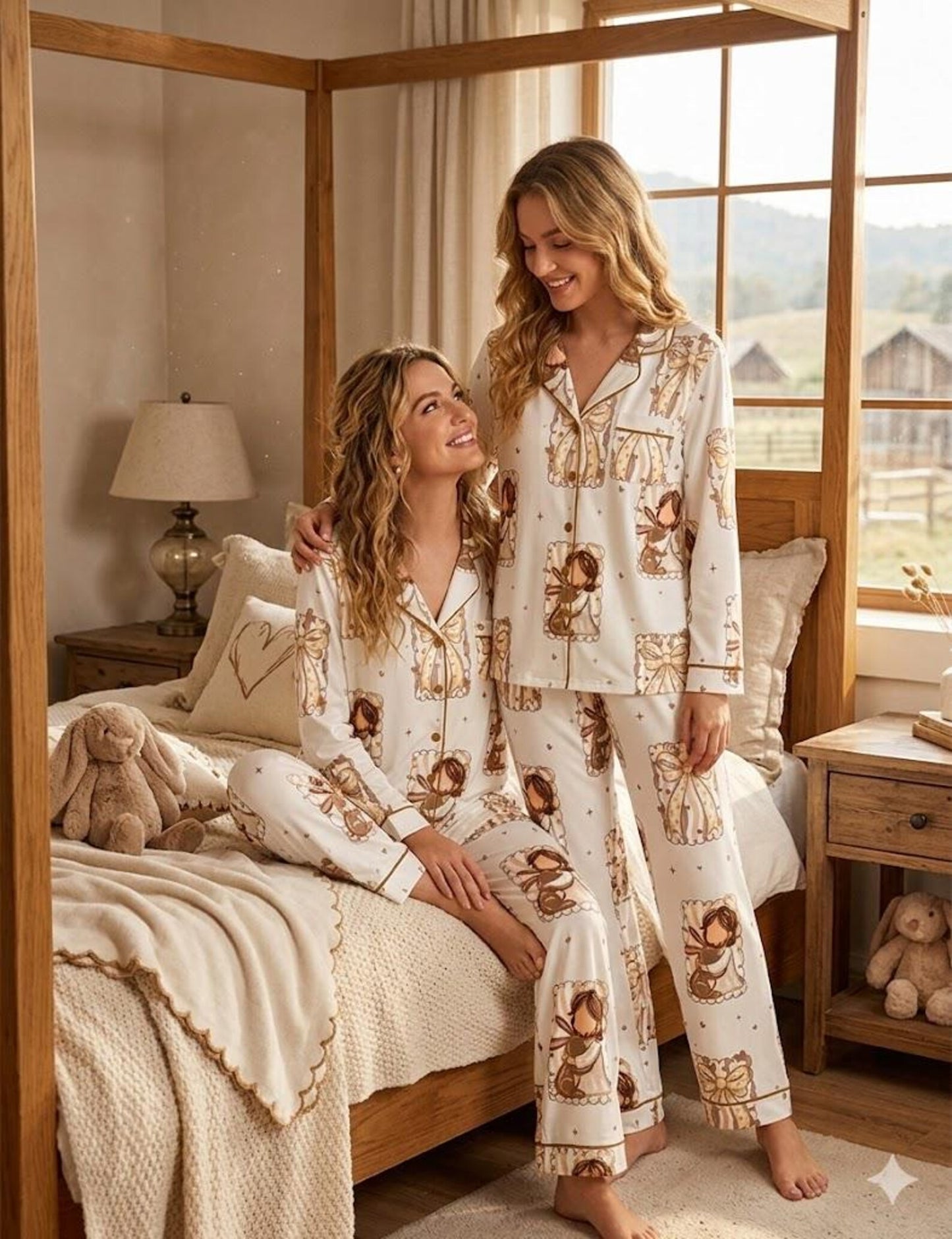 Jesus Hugging Bunny Pajama Set – Christian Easter Faith Sleepwear