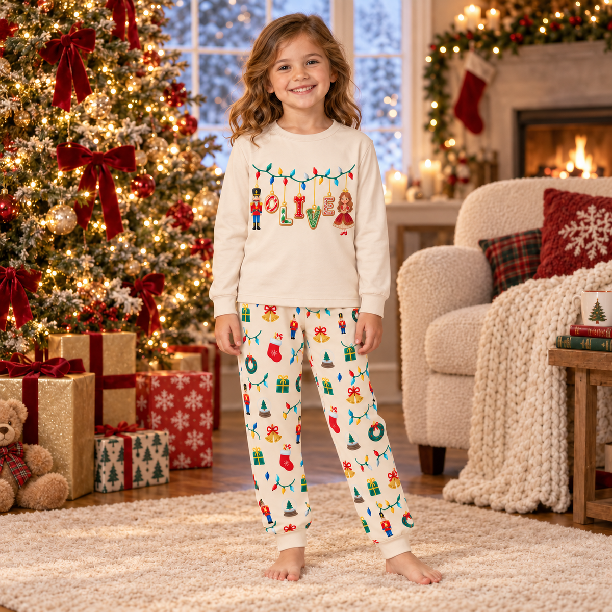 Personalized Christmas Lights & Nutcracker Family Christmas Pajamas