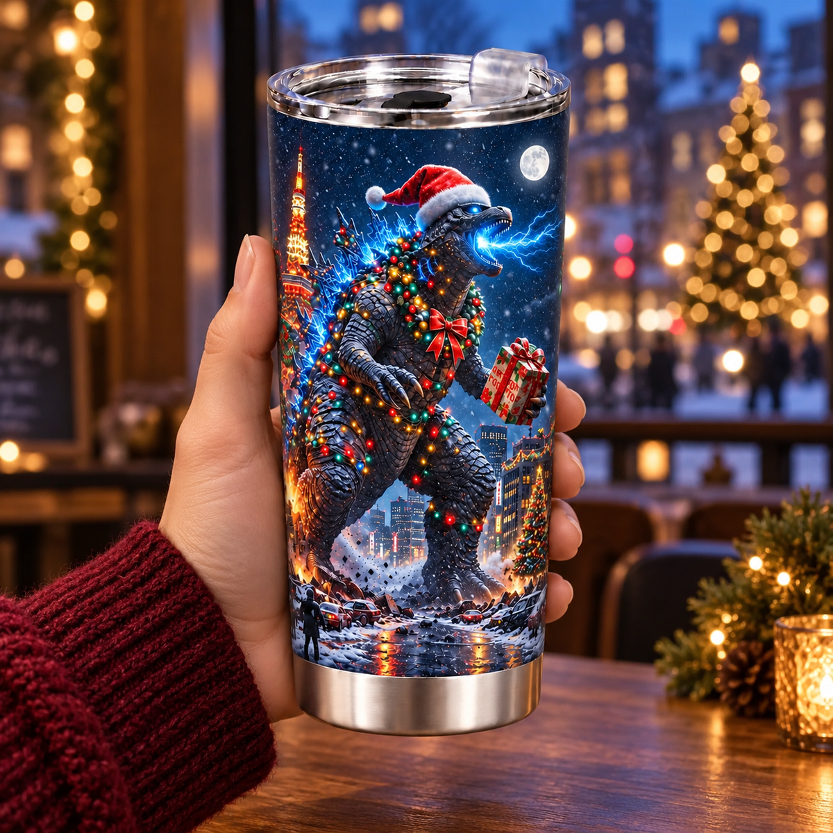 Merry Kaijumas – 20oz Giant Christmas Monster Tumbler