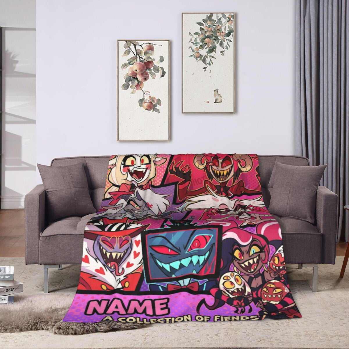 Custom Name Multi-Panel Pop-Art Fiends Plush Blanket