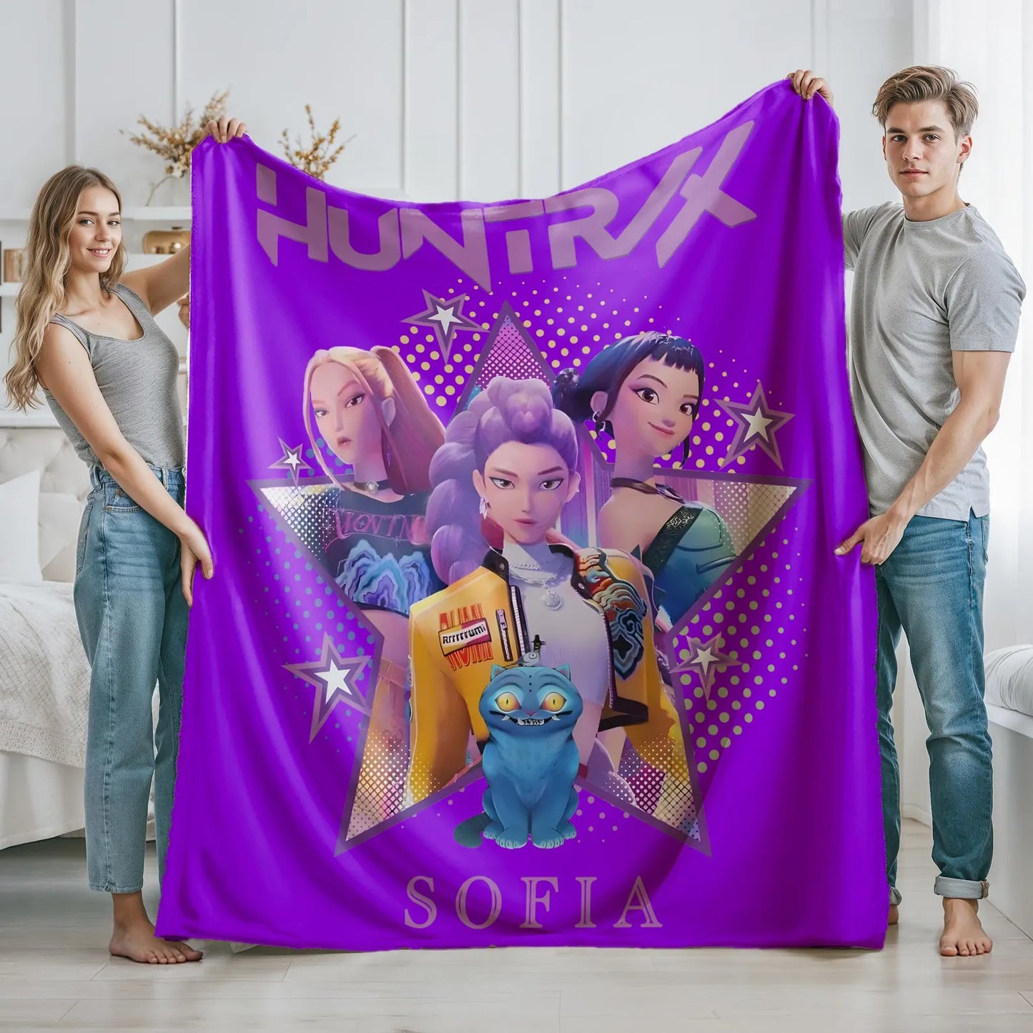 Personalized Huntrix K-Pop Blanket – Soft Plush Throw, Custom Gift for Huntrix Fans & Teens