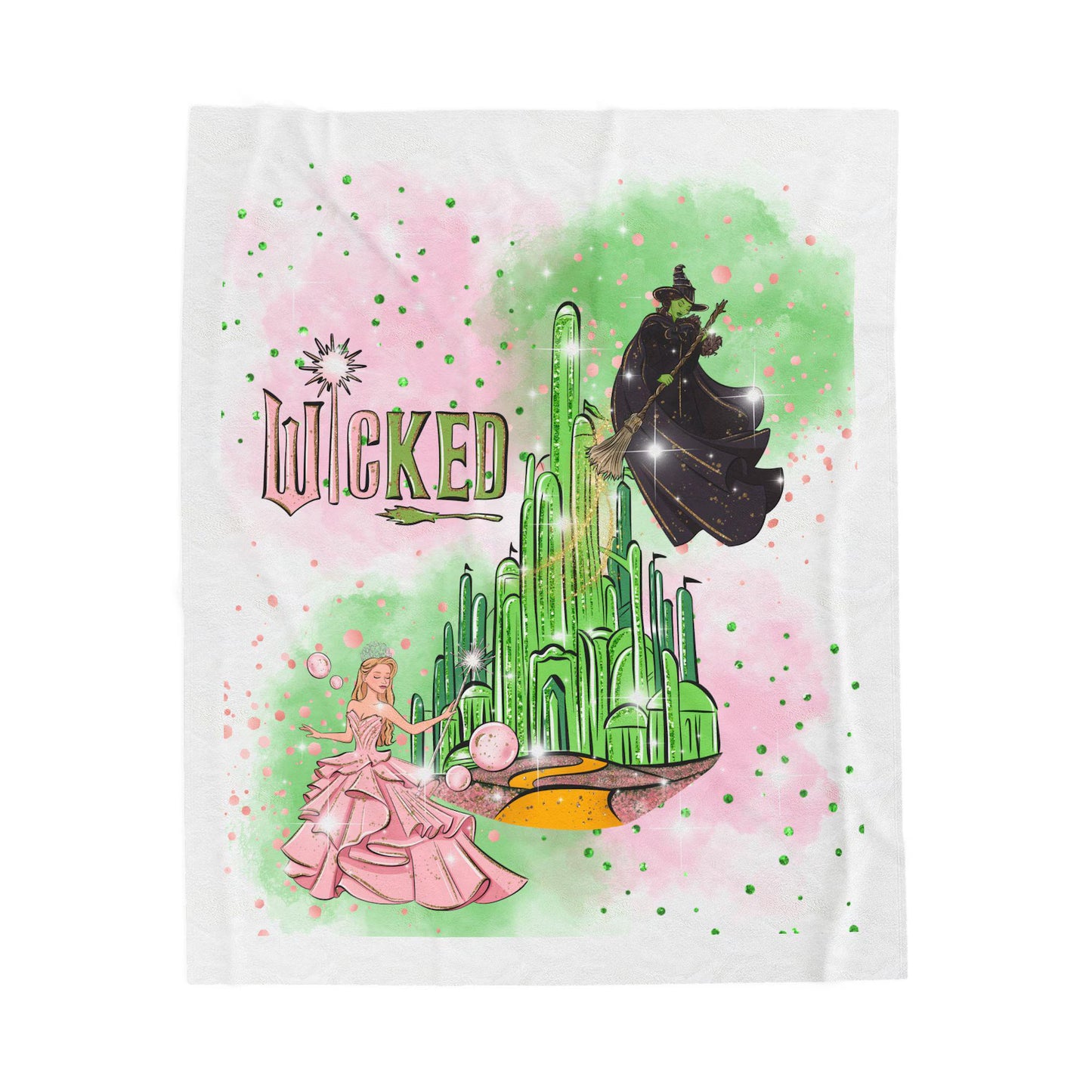 Pink and Green Enchanted City Blanket
