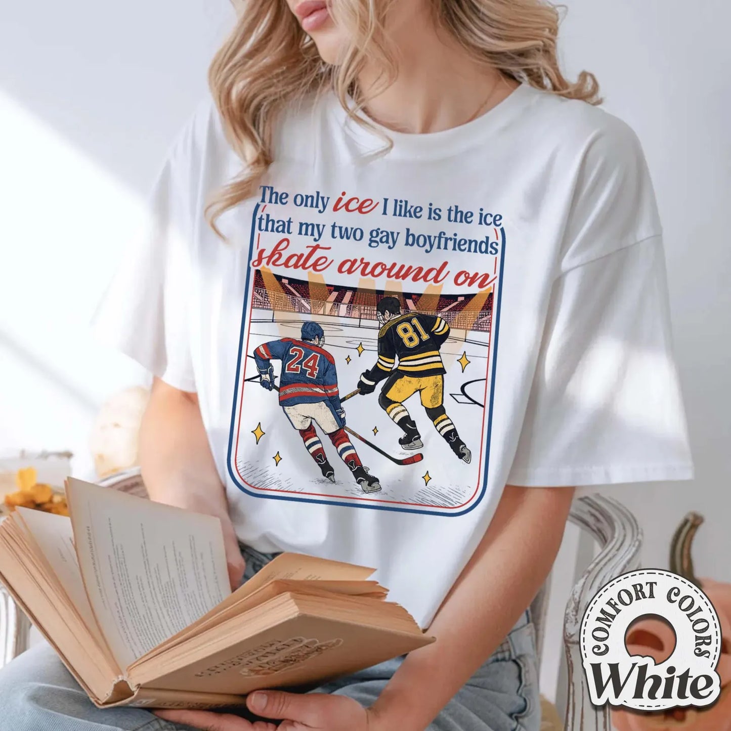Rink Ice Only Comfort Colors Shirt – Queer Hockey Romance Fan Tee