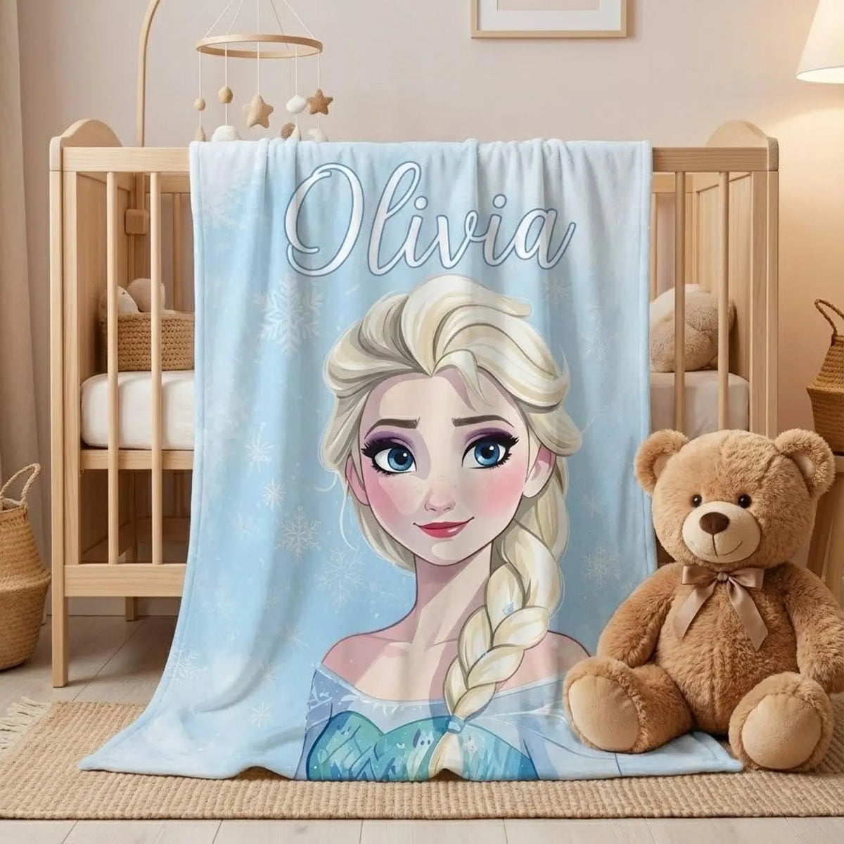 Custom Name Winter Snow Princess Blanket