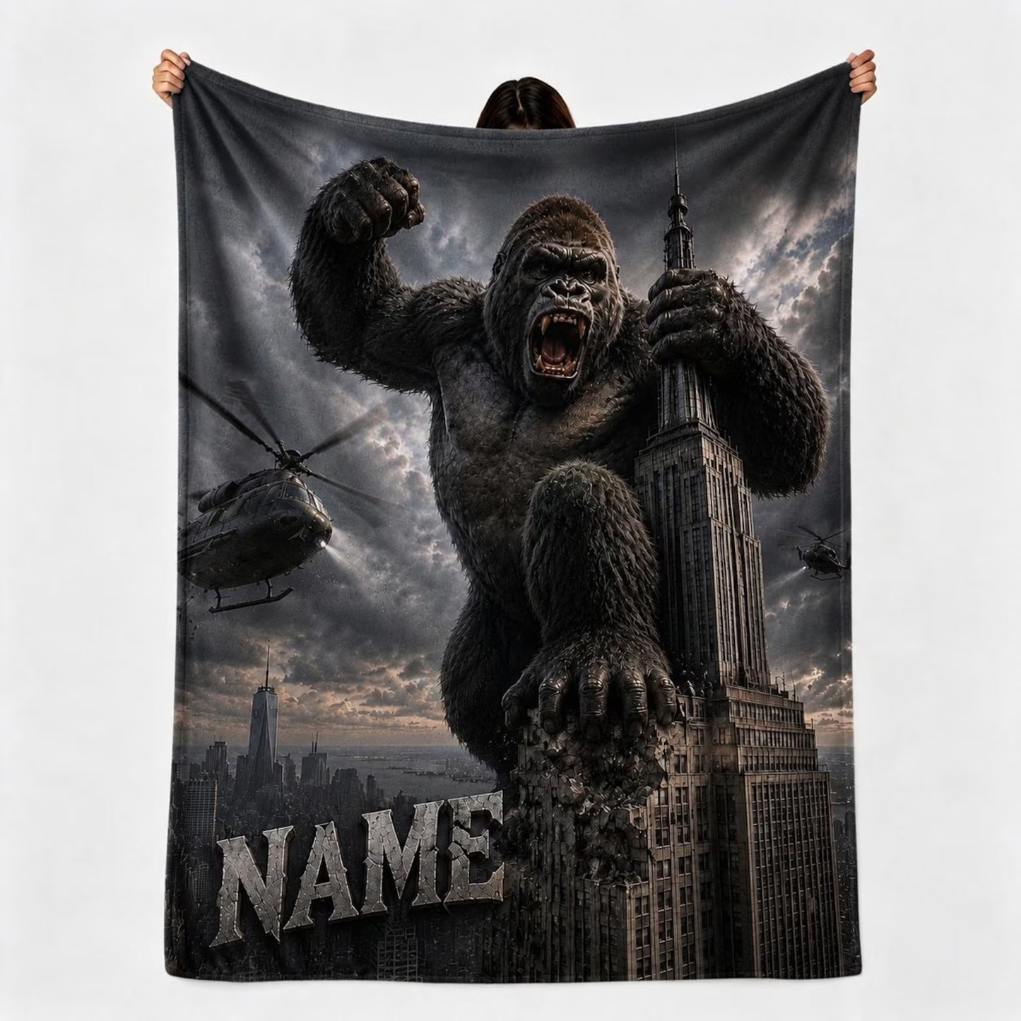 Custom Name Giant Ape City Blanket