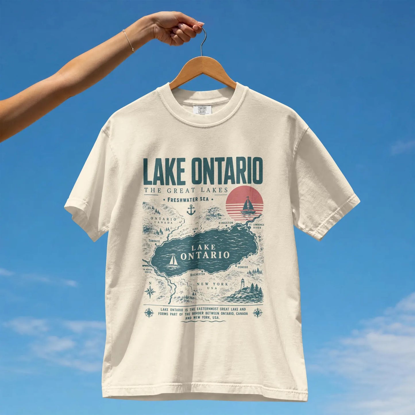 Lake Ontario Basin Map T-Shirt | Retro Great Lakes Geography Tee