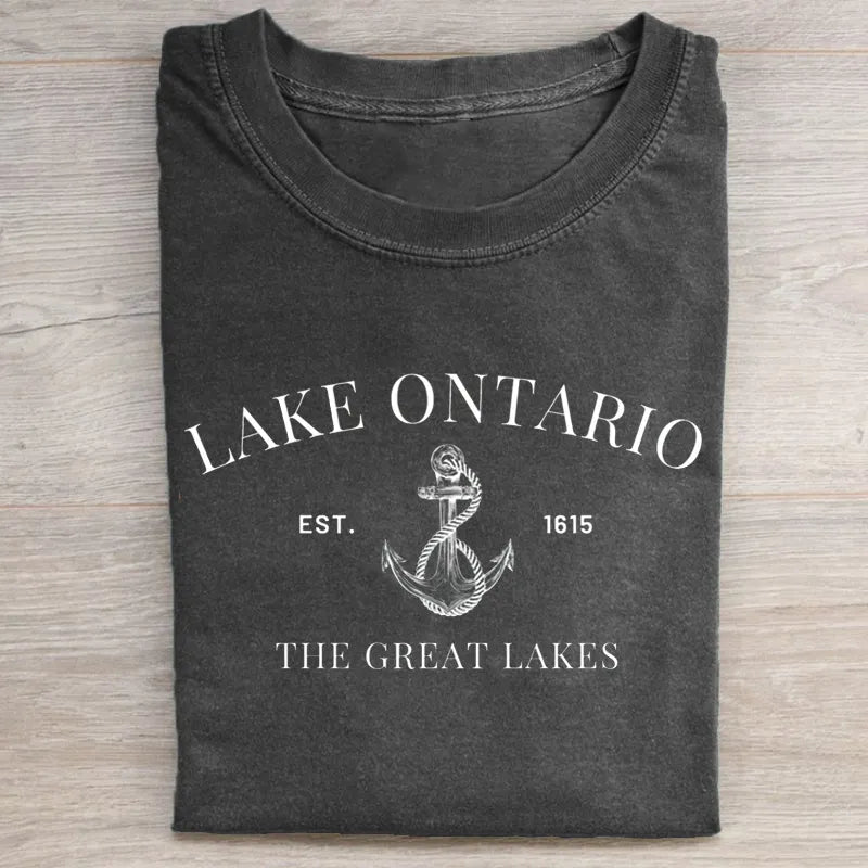 Vintage Lake Ontario T-Shirt | Est. 1615 Charcoal Anchor Tee