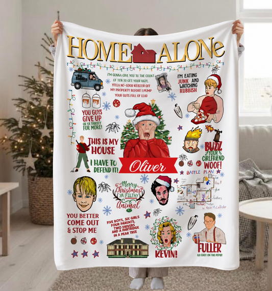 Home Alone Holiday Mischief – Personalized Name Blanket