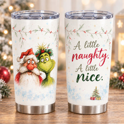 A Little Naughty, A Little Nice – 20oz Watercolor Christmas Tumbler