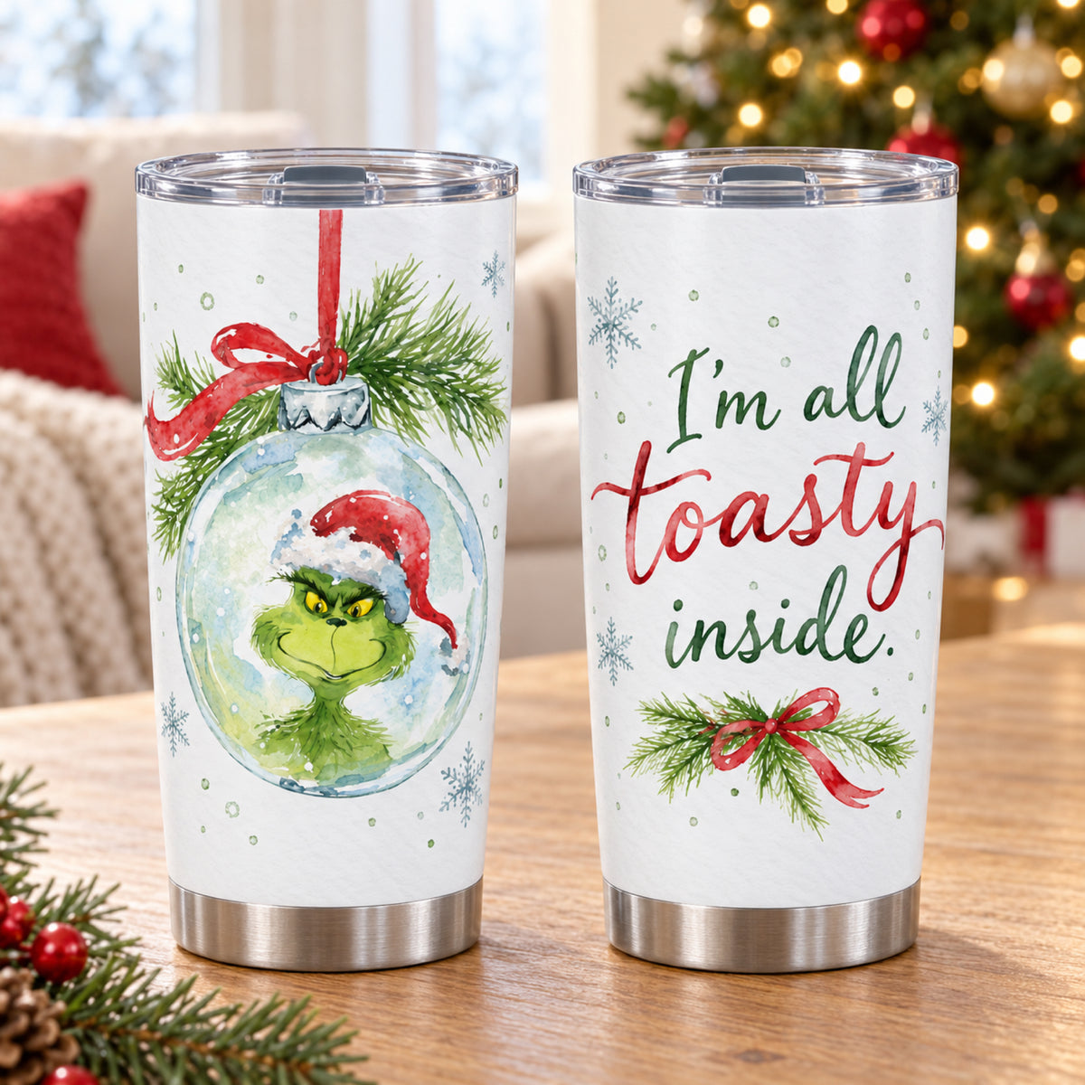 Toasty Inside – 20oz Watercolor Christmas Tumbler